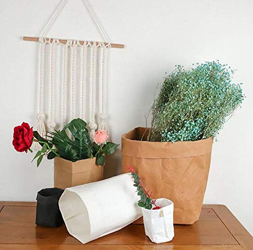 Eco-Friendly Kraft Paper Storage Bags - Reusable Grocery Bags, Food Storage Containers, Home Decor & Organizer for Toys, Flowers (3-Pack, Gray) | Perfect for Kitchen, Pantry, Nursery & Gift Wrapping