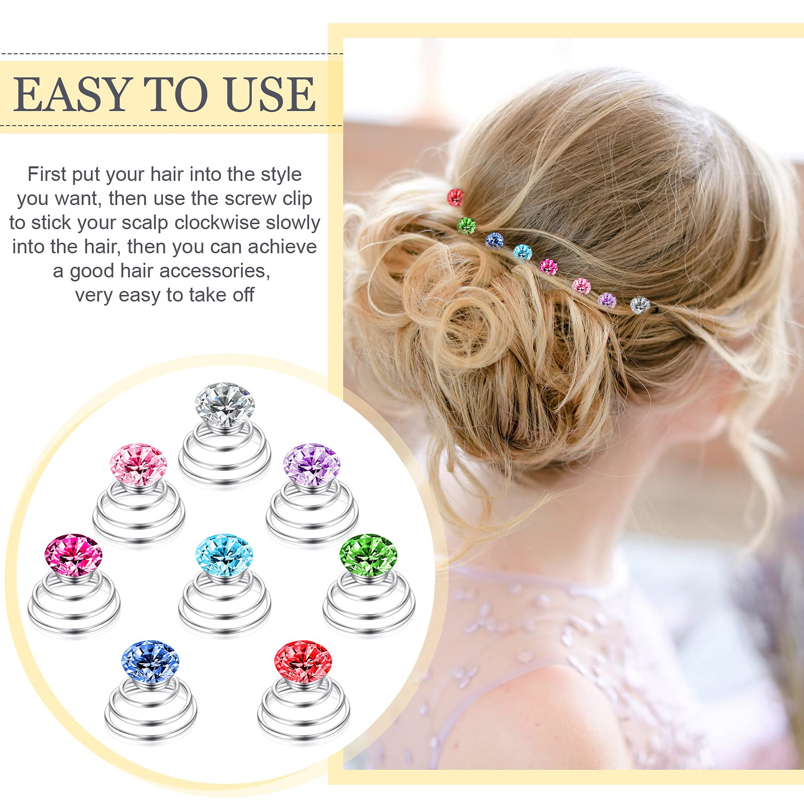 72PCS Crystal Rhinestone Spiral Hair Pins - Shiny Metal Swirl Hair Clips for Women, Bridal Wedding, Prom Party & Special Occasions | Elegant Hair Accessories for Bridesmaids, Dances & Formal Events