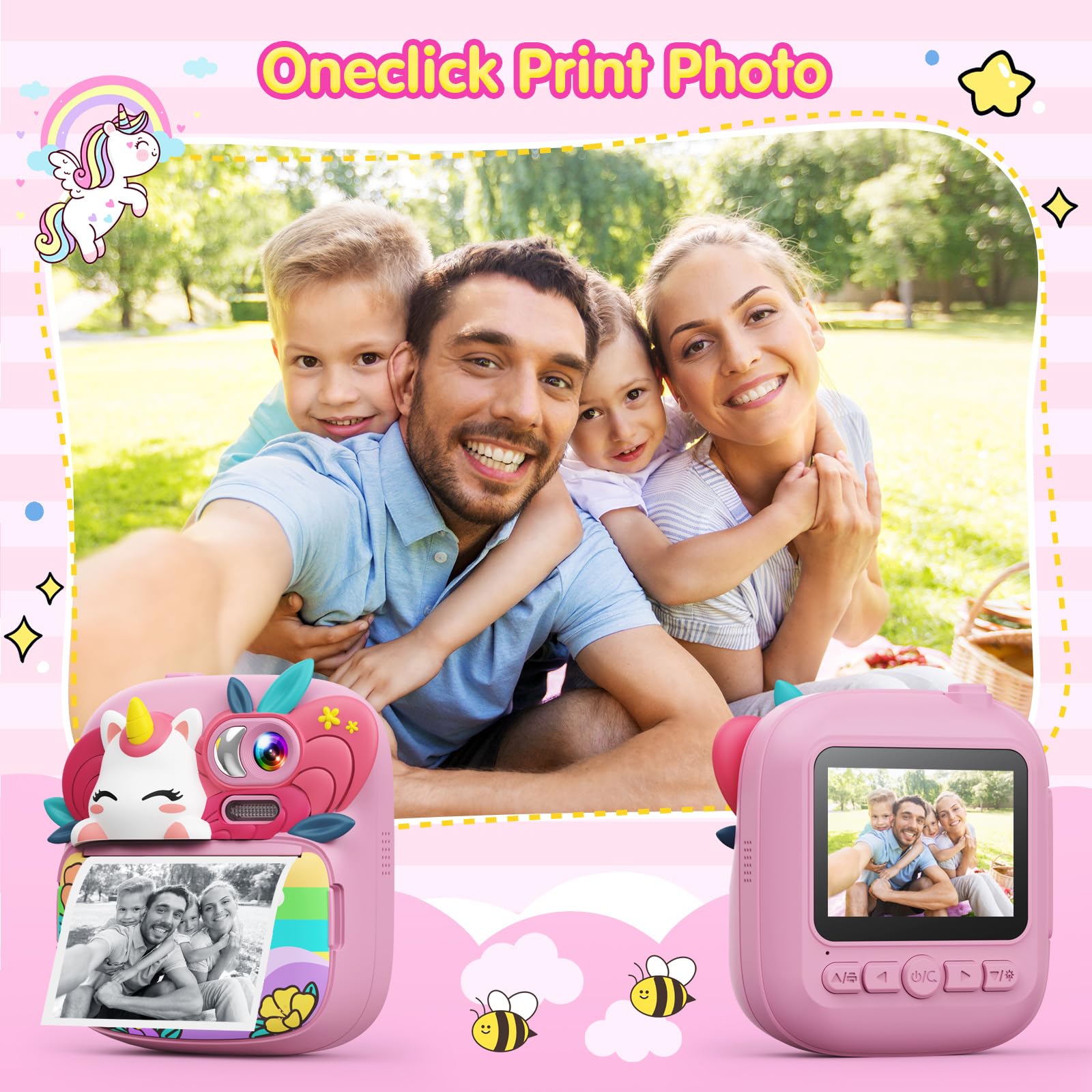 Kids Instant Print Digital Camera - Printable Photo Camera Toy for Children Ages 3-14 | Perfect Birthday Gift for Girls & Boys 4-13 Years Old | Fun for Parties, Travel & Creative Play