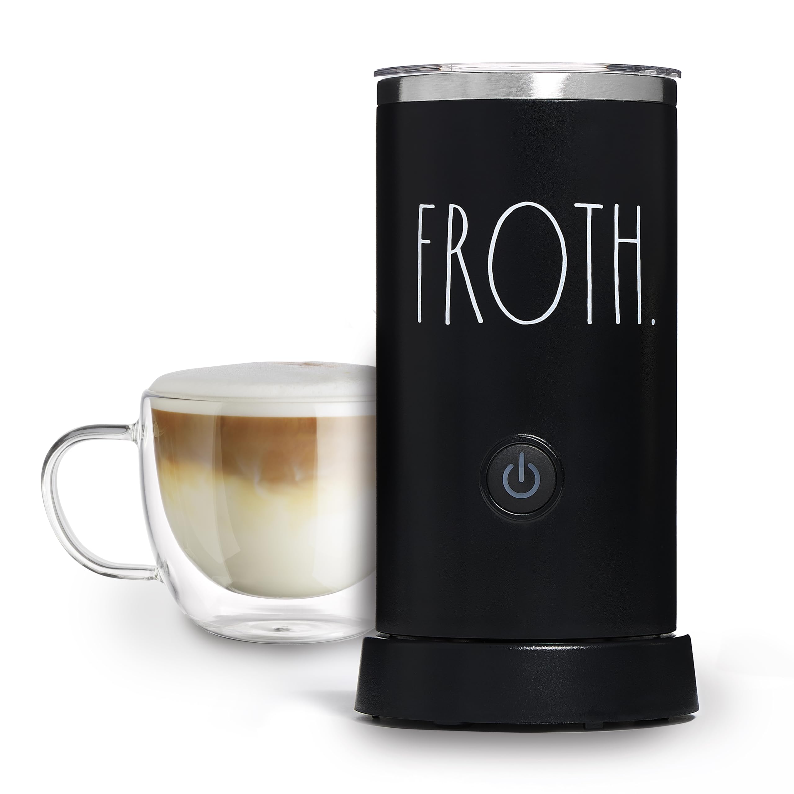Rae Dunn Electric Milk Frother Steamer - 550W Automatic Milk Warmer & Frother for Coffee, Latte, Cappuccino, Macchiato - Hot & Cold Foam Maker - Perfect for Home, Office & Coffee Shops (Black)