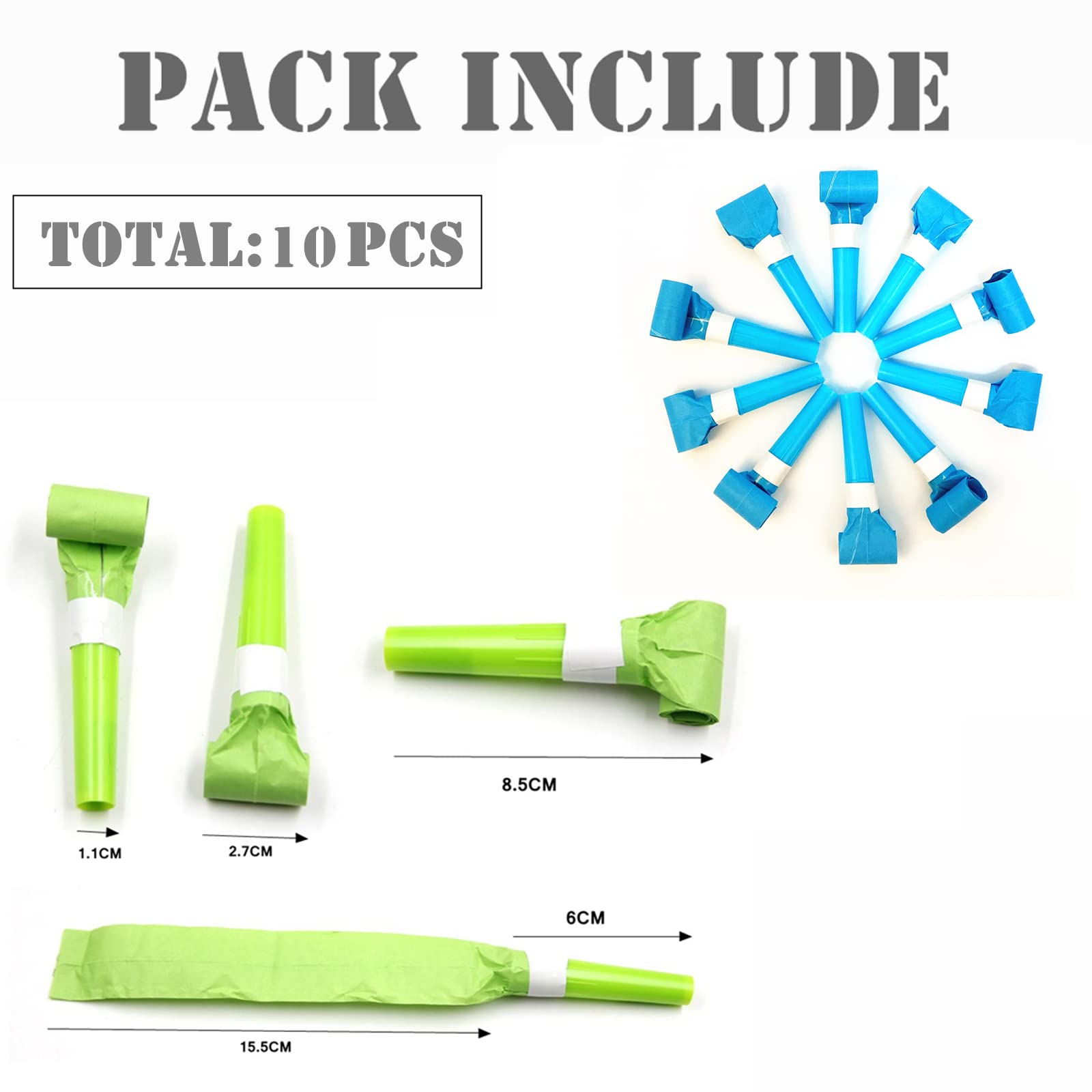 **10-Pack Blue Party Blowers with Whistles - Fun Noise Makers for Kids & Adults - Perfect for Birthday Parties, Celebrations, and Festive Events**