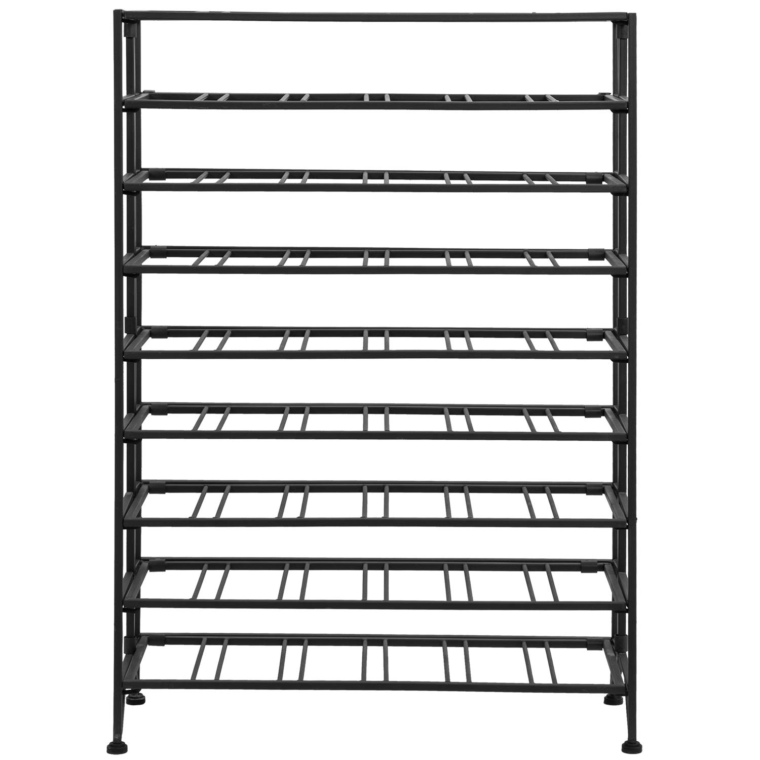 MyGift 9-Tier Freestanding Metal Wine Rack - Holds 54 Bottles, Gray Floor Standing Wine Bottle Storage Shelf for Kitchen, Dining Room, Bar or Cellar Organization
