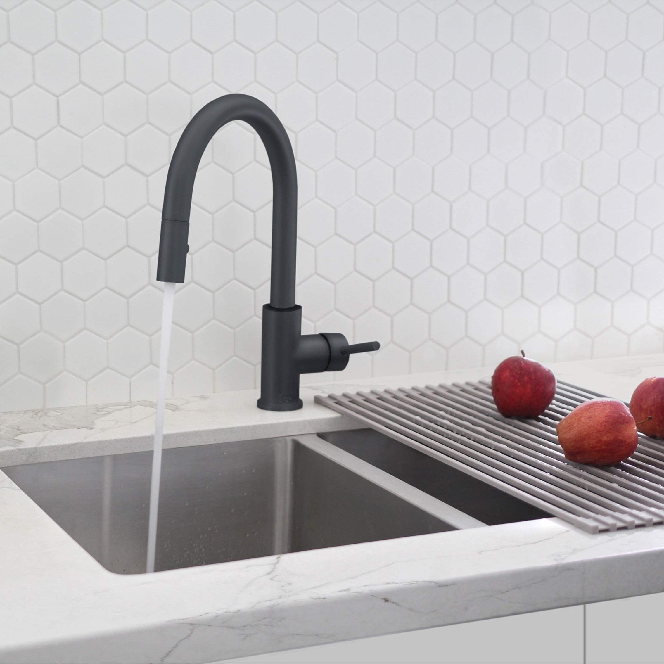 Premium Stainless Steel Kitchen Faucet with Pull Down Sprayer - 1 Handle Dual Function Mixer Tap, Ceramic Cartridge & Aerator - Matte Black (Model K-131N) - Perfect for Modern Kitchens, Restaurant Prep Areas & Home Renovations