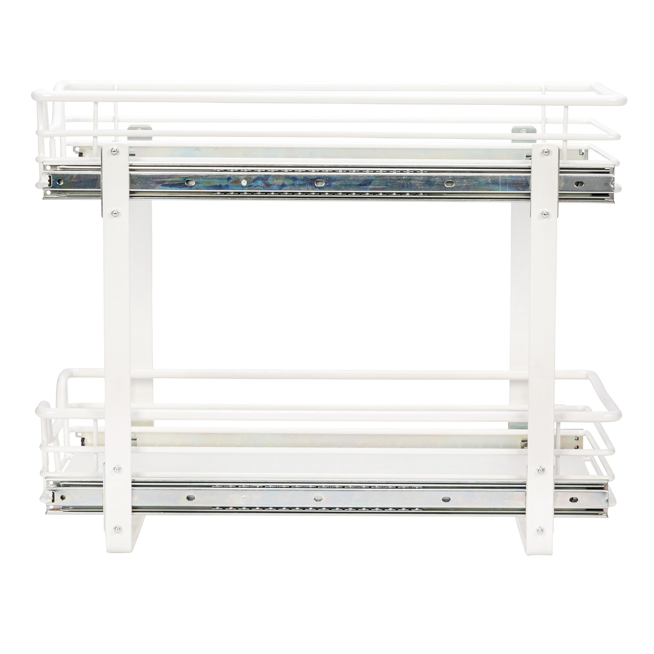 Glidez Multipurpose Powder-Coated Steel Pull-Out Cabinet Organizer with Plastic Liners - 2-Tier Dual-Slide Under Sink Storage for Kitchen & Bathroom - Fits Standard Cabinets (White) | Space-Saving Solution for Spices, Cleaning Supplies & Toiletries