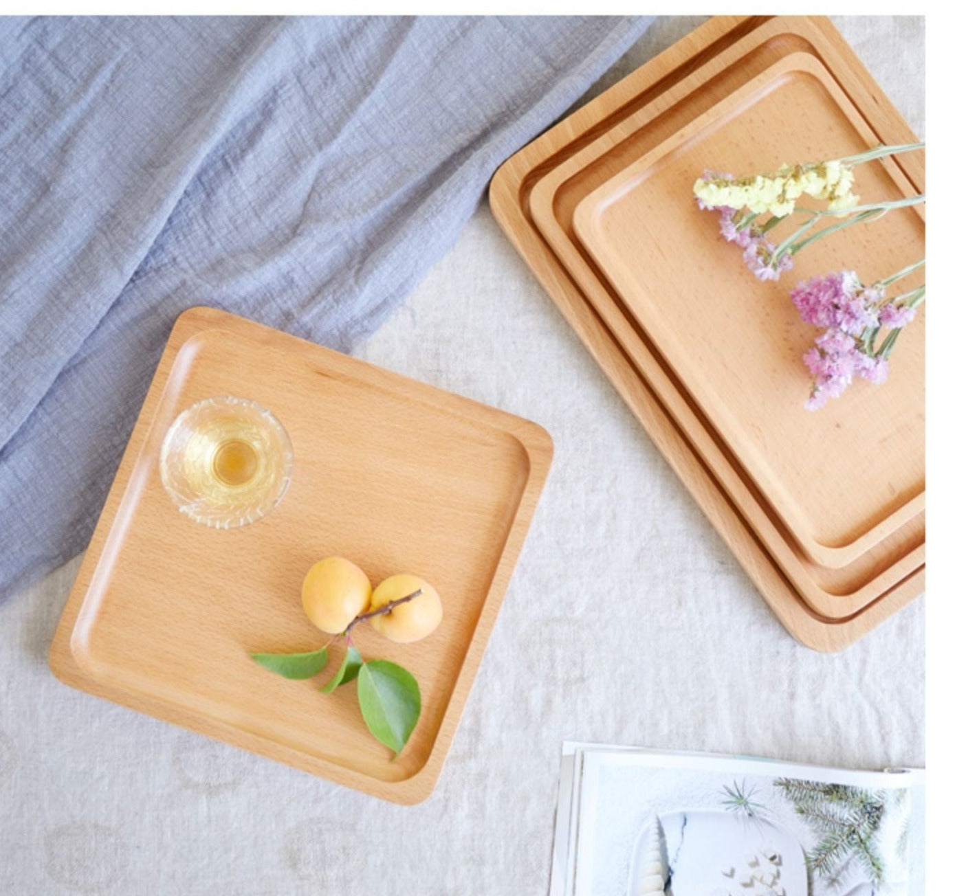 Premium Black Walnut & Beech Solid Wood Fruit Plate Tray with Natural Wax Oil Finish - Perfect for Serving Fruits, Cheese, and Appetizers at Parties and Gatherings