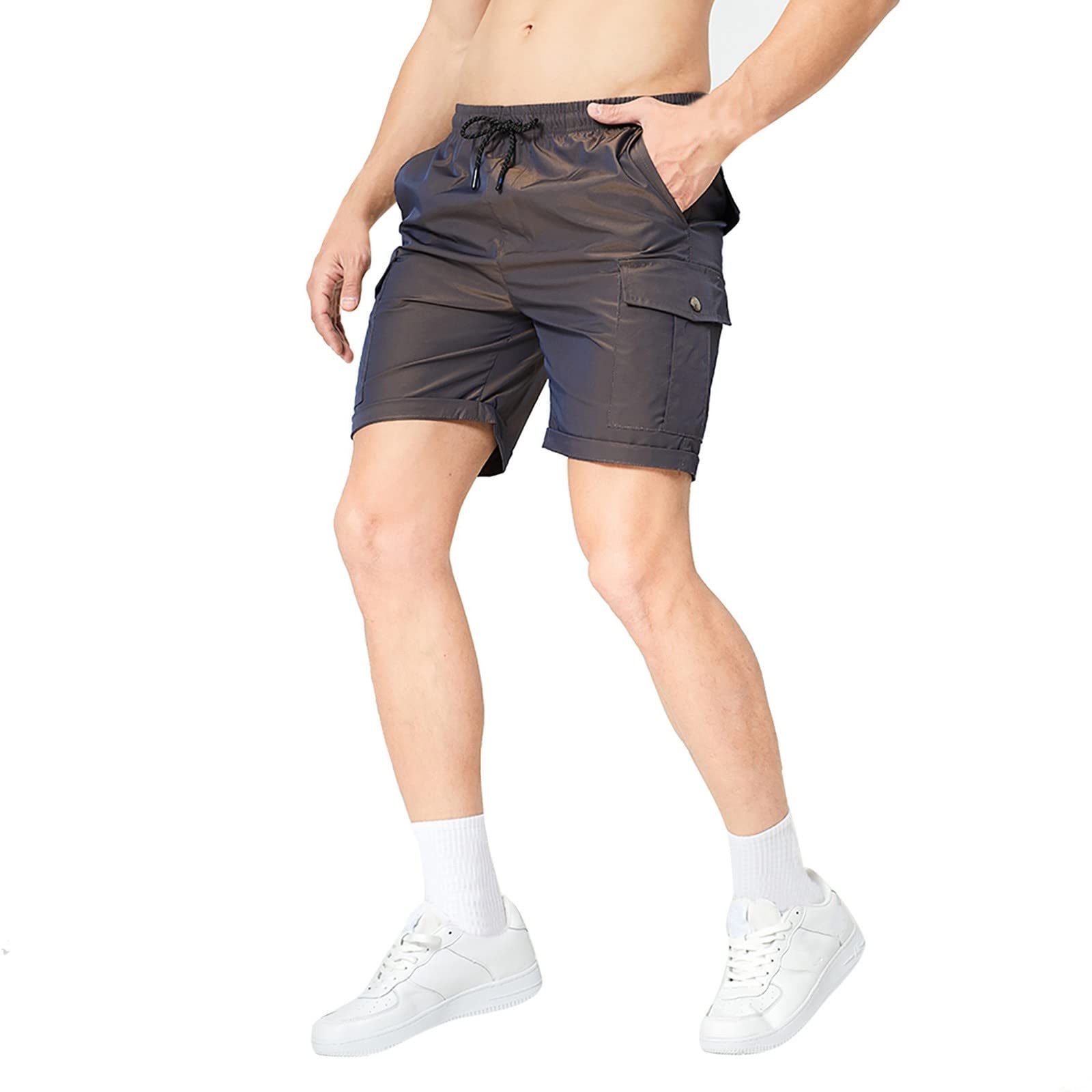 **Men's Large Size Beach Shorts - Loose Fit Quick-Dry 5-Pocket Outdoor Twill Pants for Summer, Gym, Running & Sports - Big & Tall Comfort for Swimming, Hiking & Casual Wear**