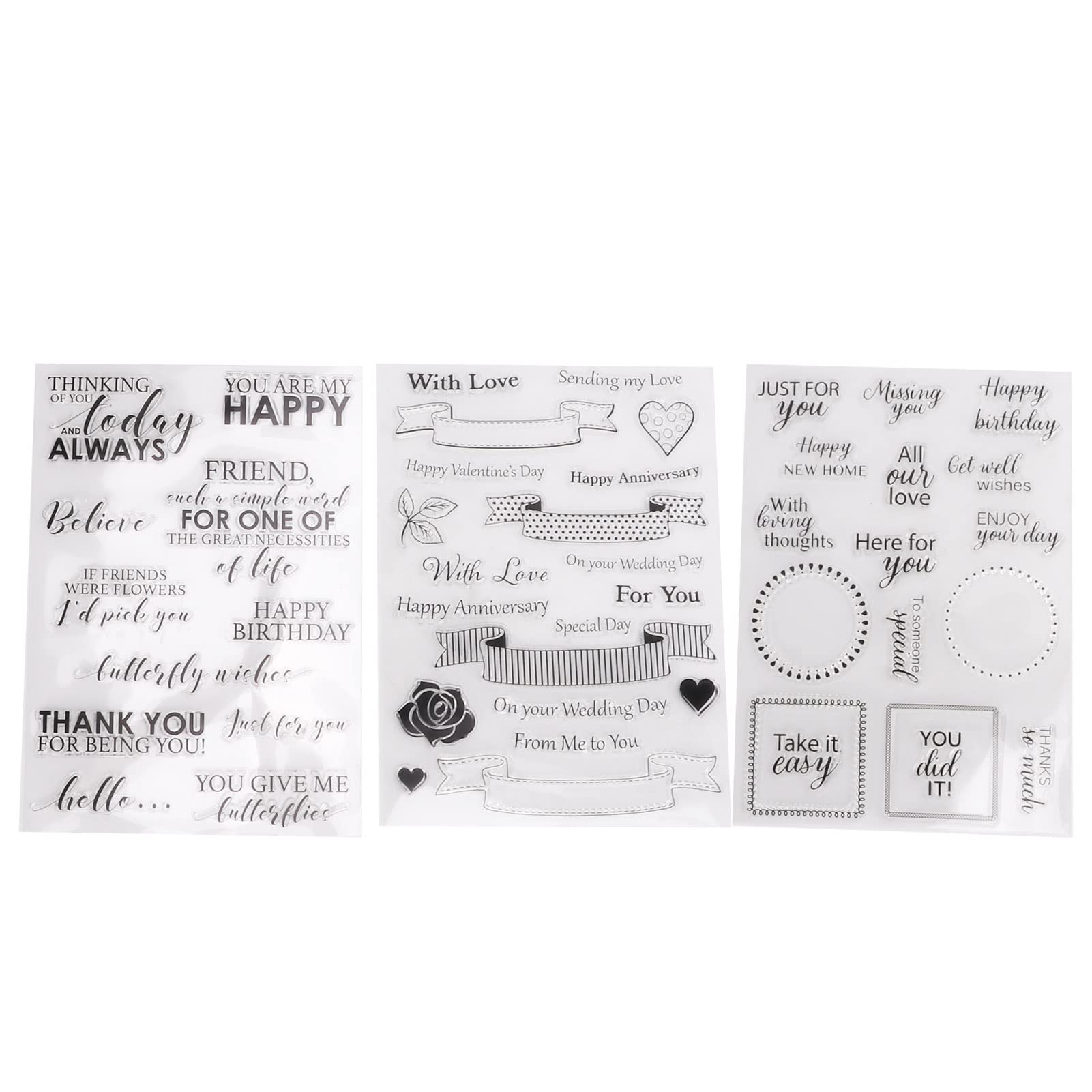 HEEPDD 3-Piece TPR Transparent Stamps - Clear Imprint, Reusable & Easy to Use for DIY Scrapbooking, Card Making, Album Decorations - Perfect for Crafting, Invitations & Gift Wrapping