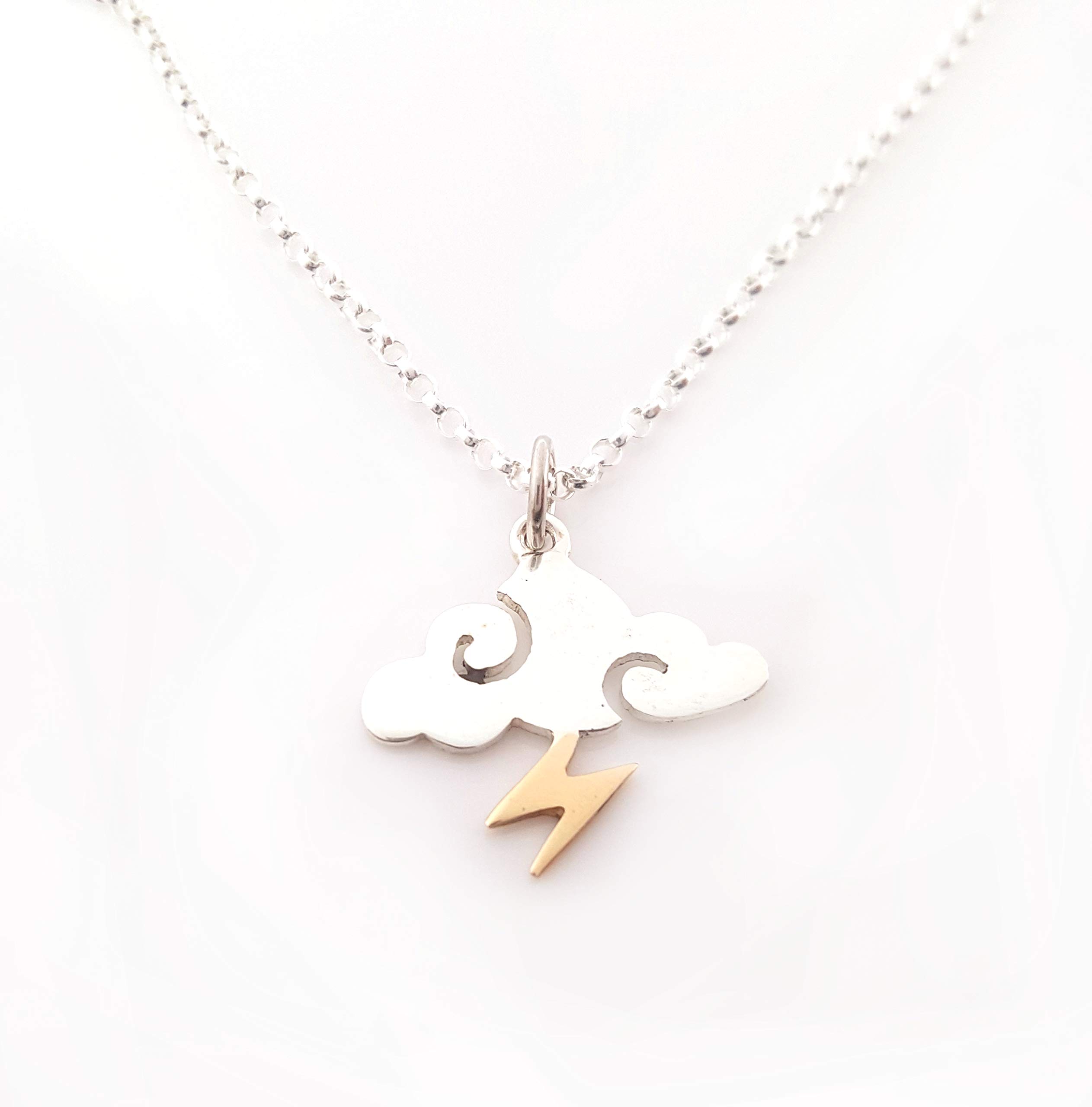 Storm Charm Necklace - Sterling Silver Cloud & Lightning Pendant Jewelry - Perfect Gift for Women, Birthday, Anniversary - Boho Chic Layering Necklace for Everyday Wear & Special Occasions