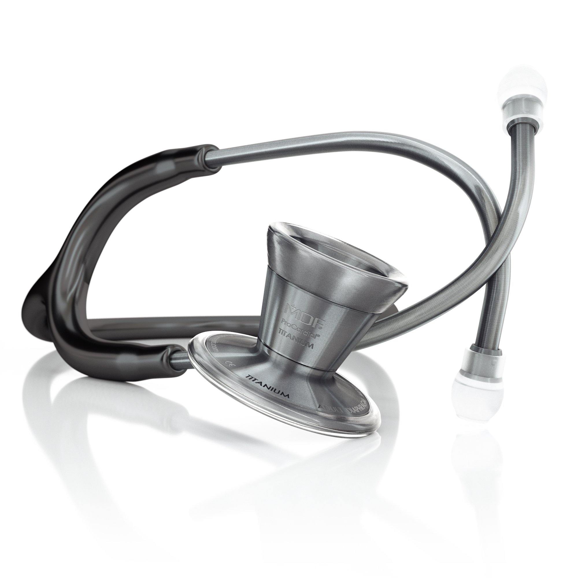 ProCardial® Titanium Cardiology Stethoscope - Professional Dual Head Stethoscope for Doctors, Nurses & Medical Students - Black/Metal Finish - Ideal for Heart & Lung Auscultation in Hospitals & Clinics