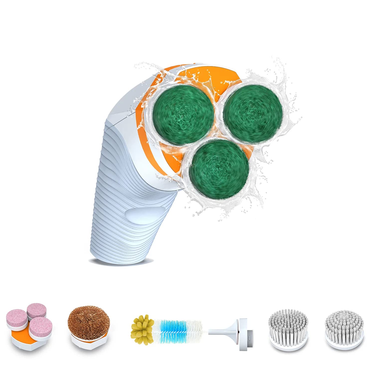 6-in-1 Waterproof Cordless Electric Spin Scrubber with 6 Replaceable Brush Heads - Powerful Cleaning Tool for Bathroom, Kitchen, Floors & Tiles - Ideal for Grout, Shower, Sink & Hard-to-Reach Areas - 2 Year Warranty