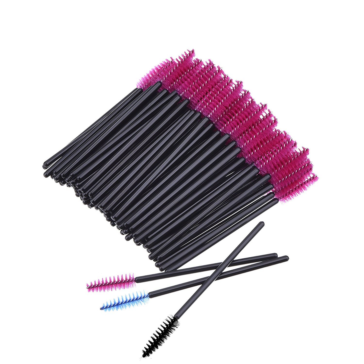 200 Pcs Disposable Mascara Wands - Eyelash Brushes & Makeup Applicators Set (Rose Red, Blue, Black) - Perfect for Salon, Lash Extensions & DIY Beauty at Home