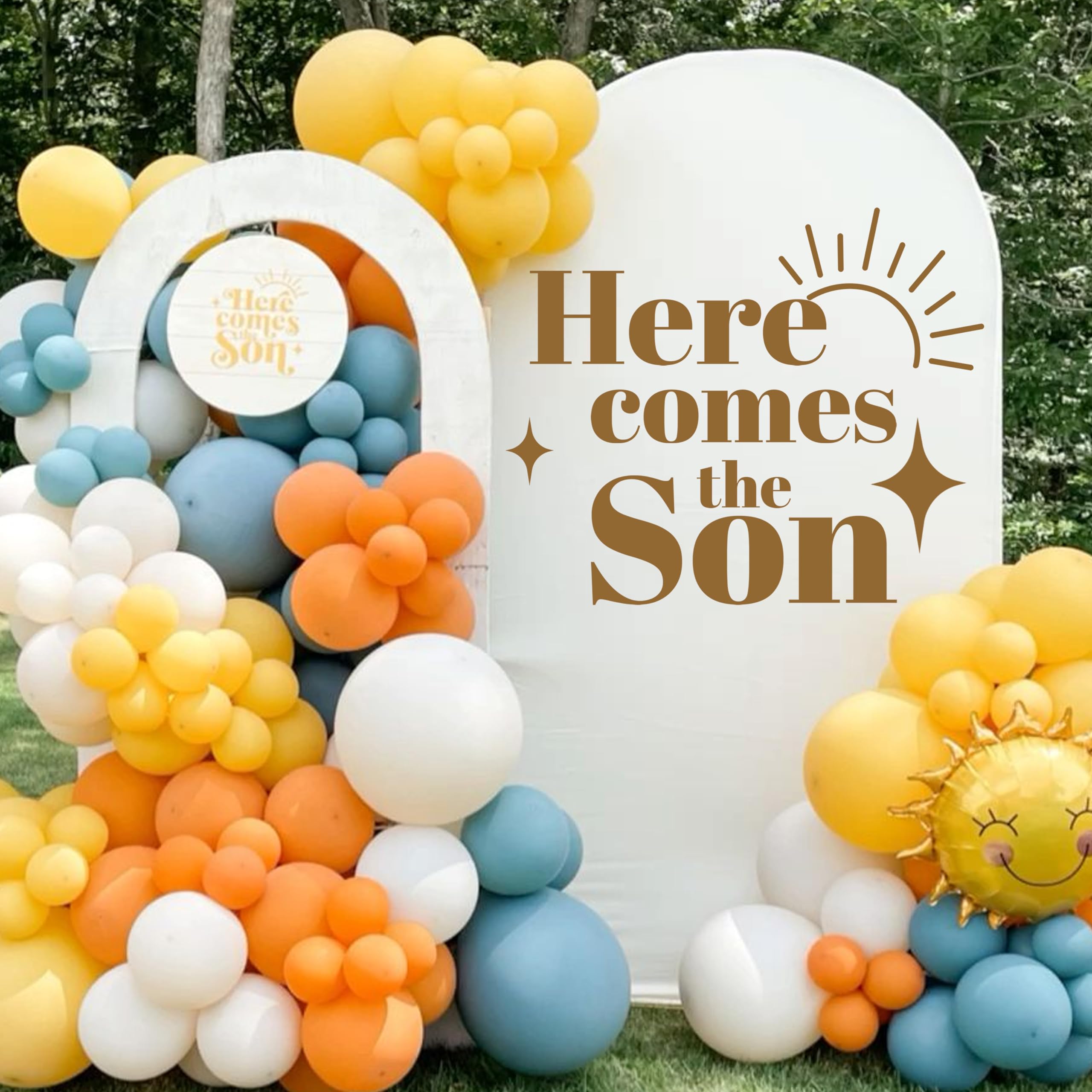 Gender Reveal Wall Decal - Bohemian Sun Baby Shower Decor for Boy or Girl, Nursery Room Mural, Birthday Party Backdrop & Photo Prop - Perfect for Baby Showers, Gender Reveal Parties and Newborn Celebrations
