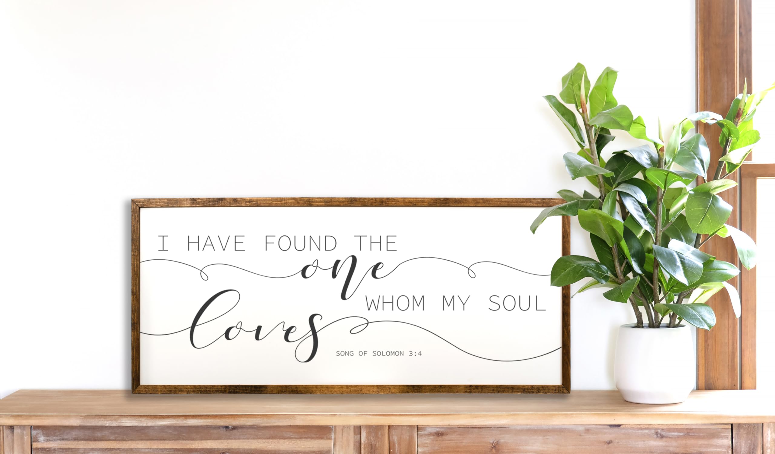 10x20 Inches 'I Have Found The One Whom My Soul Loves' Wall Sign - Romantic Bible Verse Decor from Song of Solomon - Perfect for Master Bedroom Above Bed, Wedding Gift, or Christian Home Decor