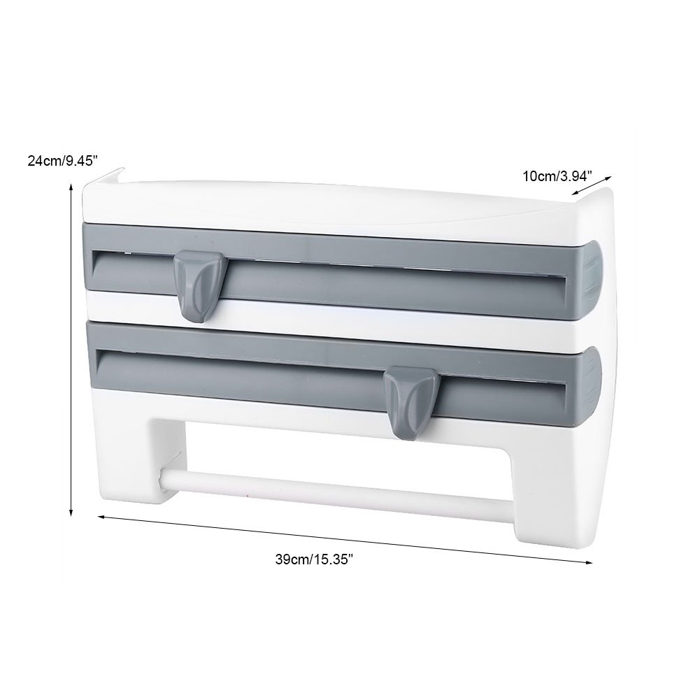 Wall-Mount Paper Towel Holder & Kitchen Organizer - Space-Saving Shelf for Paper Towels, Plastic Wrap, Wax Paper & Sauce Bottles - Perfect for Kitchen & Bathroom Storage (Gray Blue) - Ideal for Small Spaces & Clutter-Free Countertops