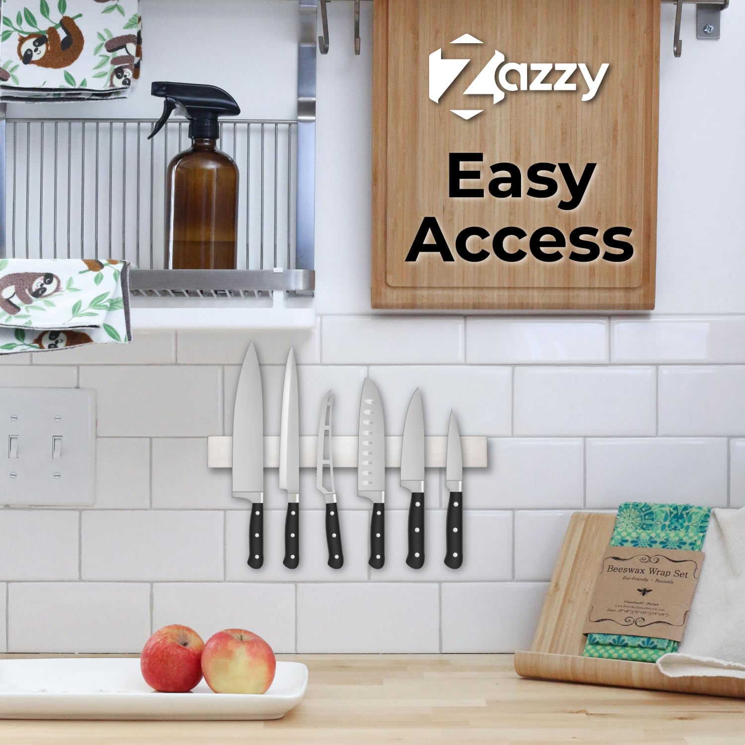 Premium 16-Inch Magnetic Knife Holder for Wall & Refrigerator - Strong Magnetic Strip for Kitchen Organization & Knife Storage - Perfect for Home Chefs & Professional Kitchens