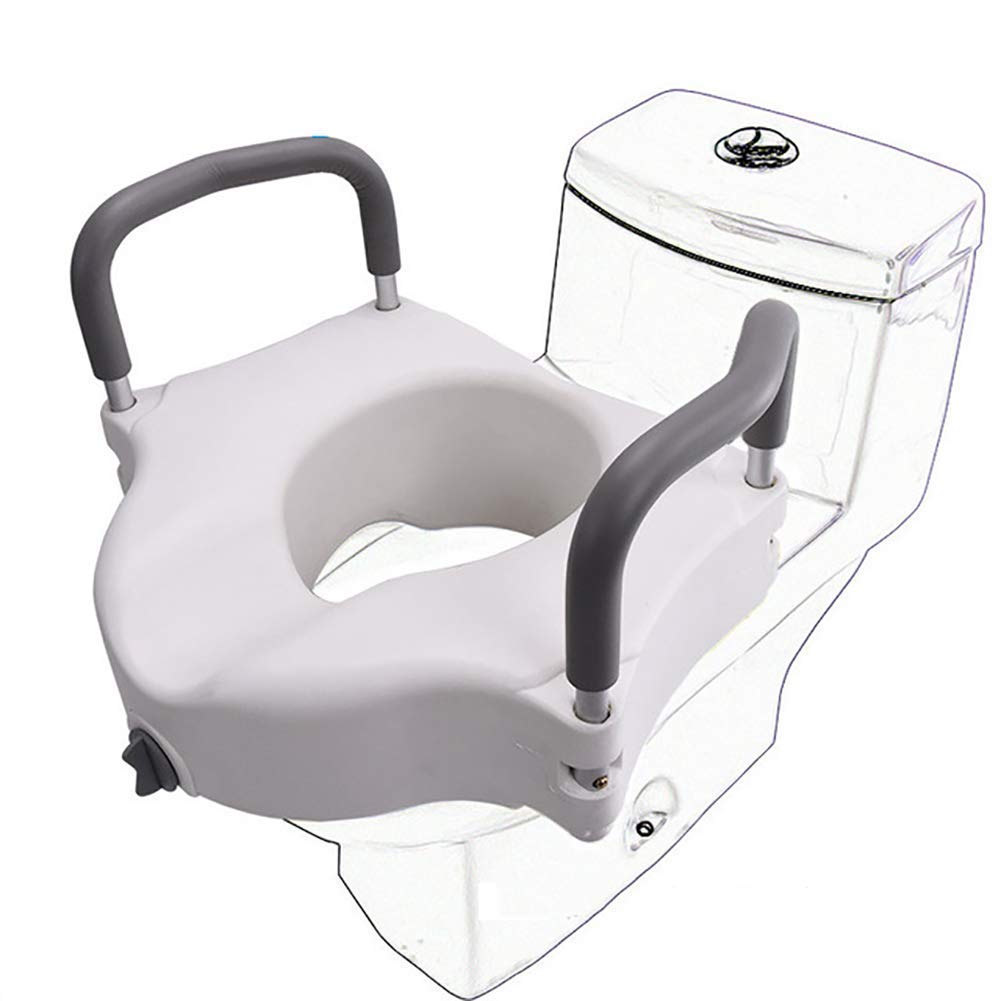 Adjustable Toilet Safety Rail - Bathroom Grab Bar for Elderly & Handicap - Non-Slip Padded Handrail Support Frame - Easy Install Senior Balance Aid - Ideal for Bariatric Users & Home Care Safety