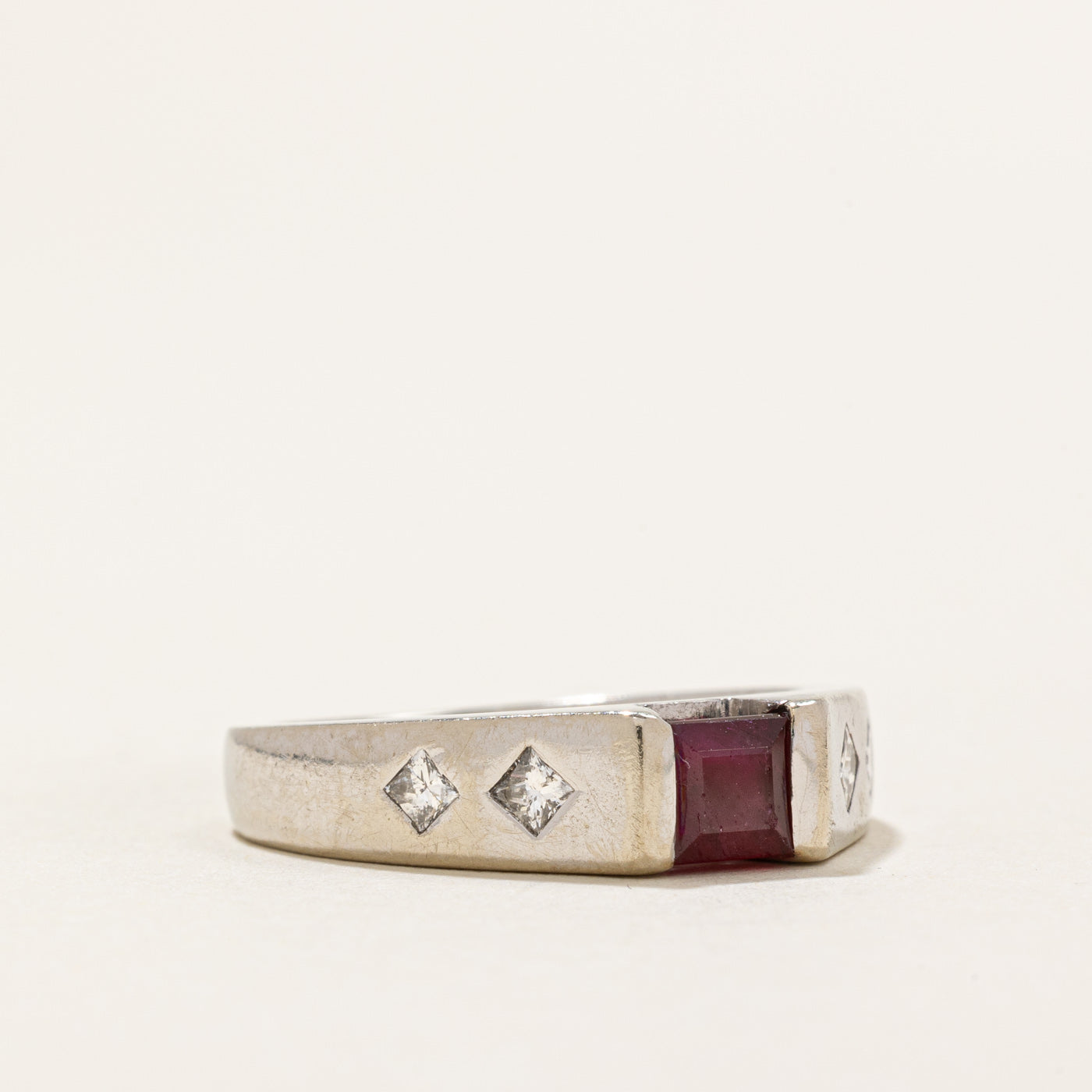 Exquisite Square Cut Ruby & Diamond Ring | 0.60ct Ruby & 0.20ctw Diamonds | Size 6 | Perfect for Anniversary Gifts, Engagement Rings & Special Occasions