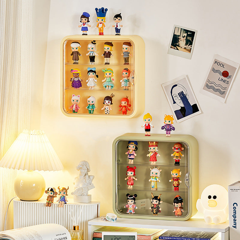 POP MART Modern Wall Mounted Display Case - Acrylic Collectible Storage Bin for Toys & Figures - Perfect for Bedroom, Office, and Living Room Decor