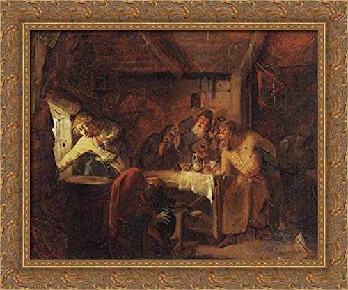 24x20 Gold Ornate Wood Framed Canvas Art by Grigoriy Myasoyedov - Romantic Couple Painting for Wedding Decor, Anniversary Gifts & Home Wall Art