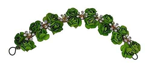 INAAYA Bridal Hair Accessories - Green Gajra Hair Jewelry for Long & Short Hair | Perfect for Weddings, Parties & Festive Occasions