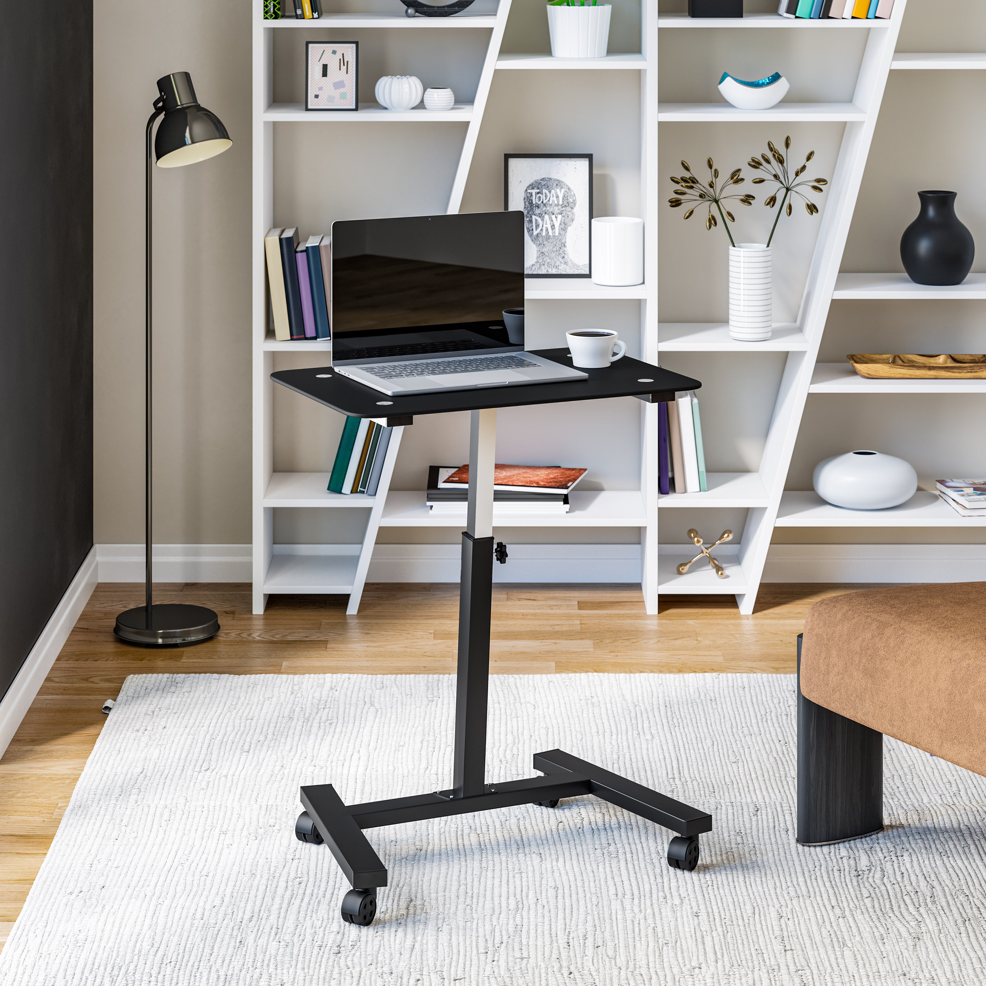 airLIFT® Tempered Glass Mobile Desk - Adjustable Height Standing Desk for Home Office, Gaming & Workstation - Perfect for Remote Work, Study & Computer Use