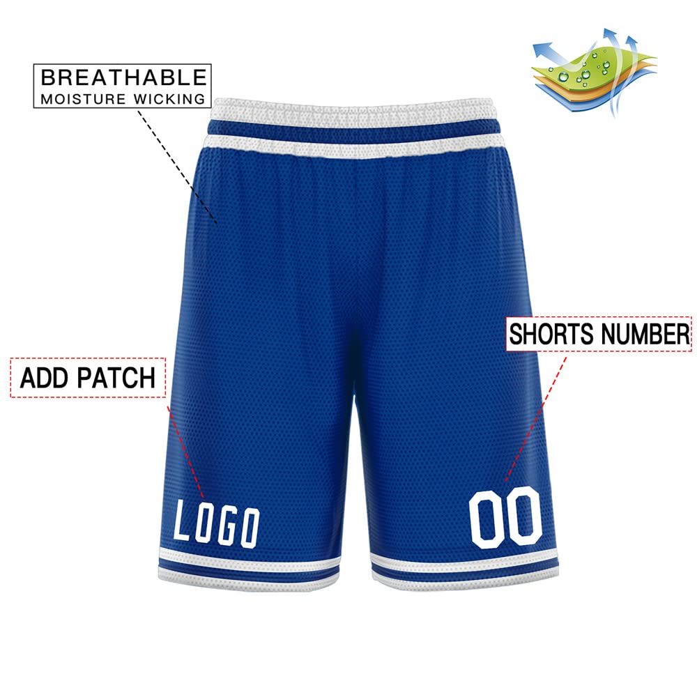 Custom Basketball Shorts for Men & Boys - Personalized Stitched/Printed Number & Logo - Breathable Sports Training Shorts for Gym, Practice & Casual Wear
