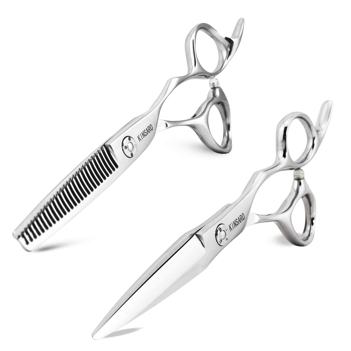 6 Inch Professional Hair Cutting Scissors & 5.75 Inch Hair Thinning Shears - Premium Barber Scissors for Salon & Home Hairdressing by Kinsaro - Perfect for Styling, Trimming & Texturizing Hair