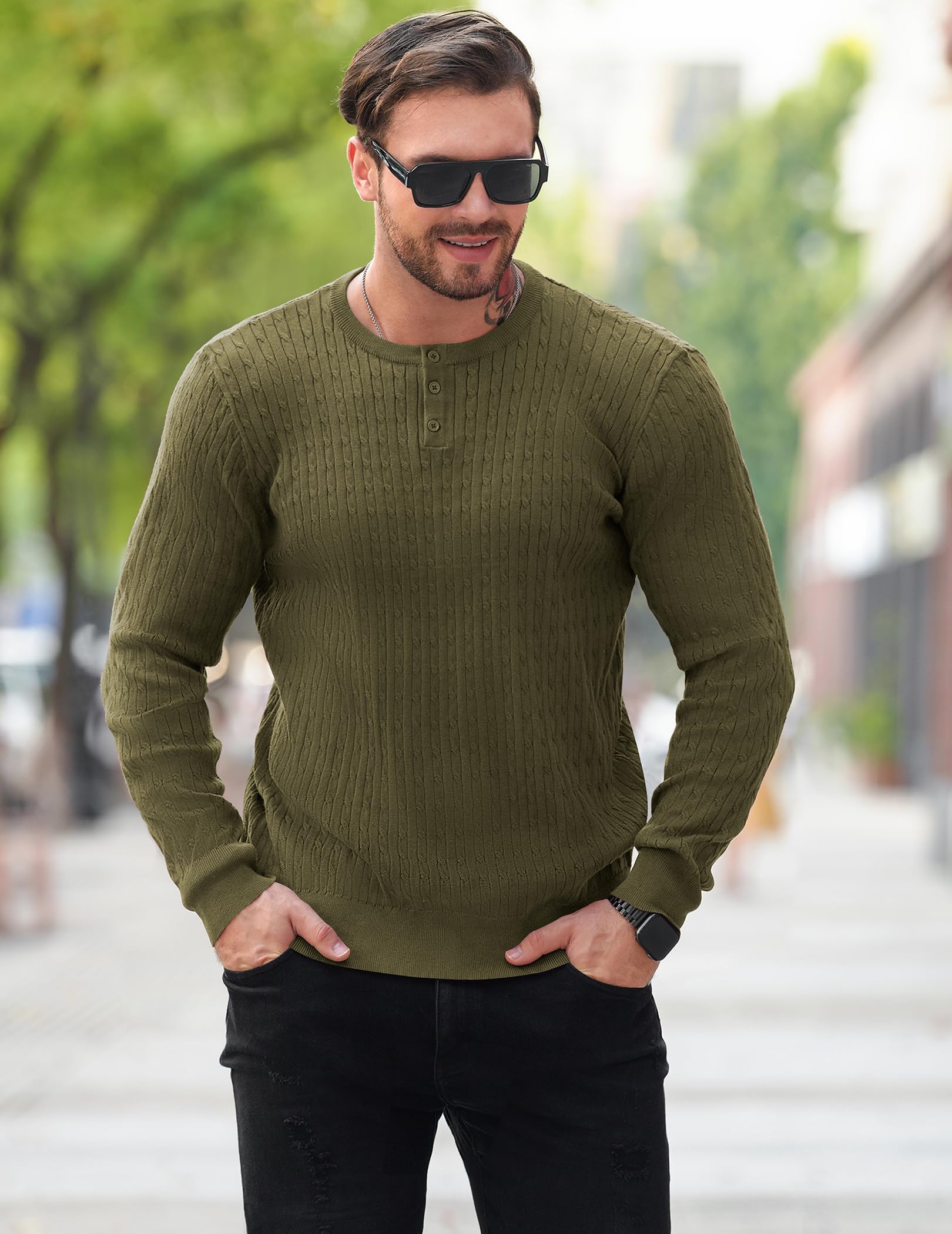 COOFANDY Men's Knit Henley Sweater - Long Sleeve Button Down Pullover for Fall & Winter | Casual Wear, Layering, Office Outfits & Date Nights