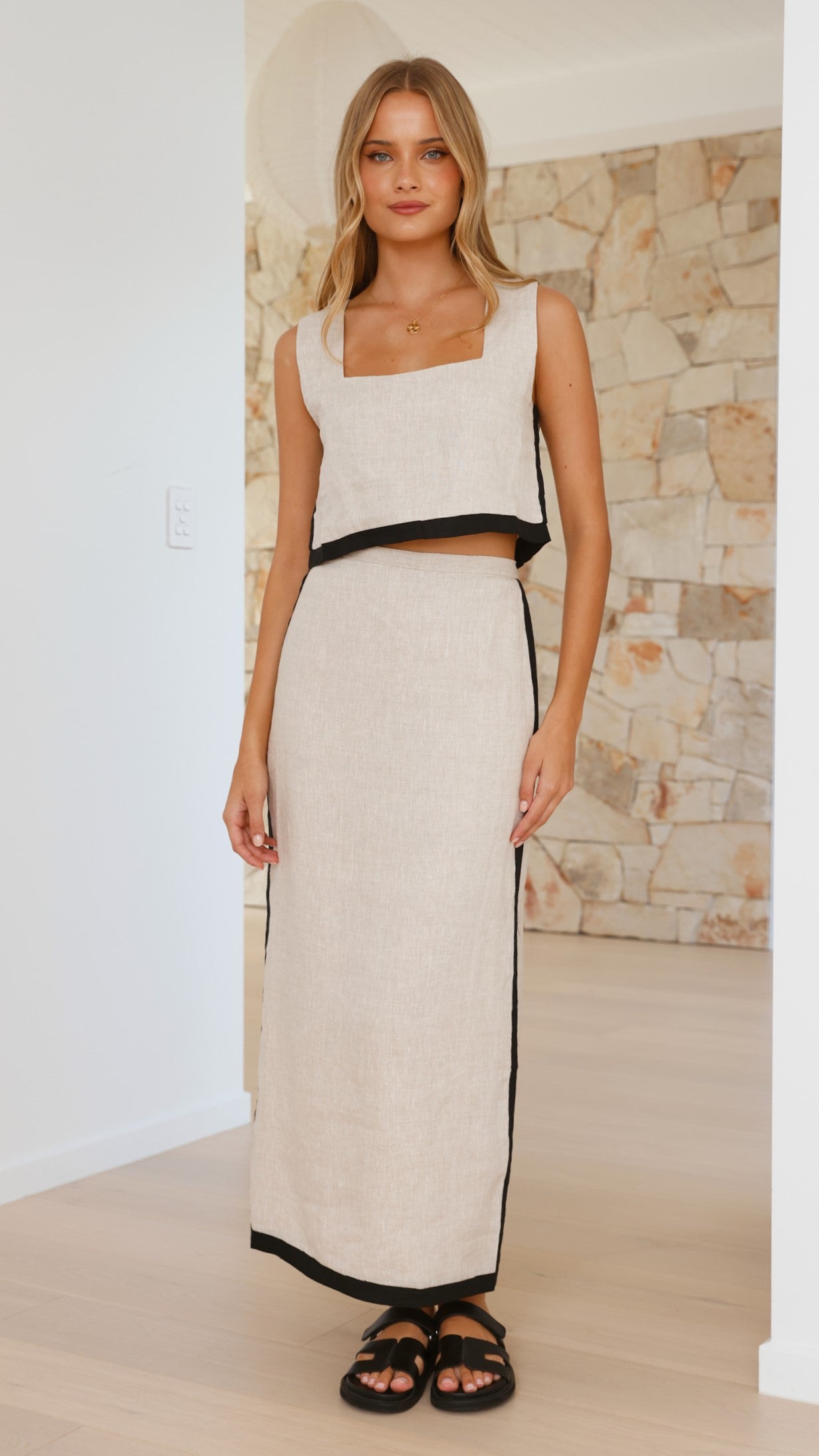 Arlette Maxi Skirt - Women's Flowy Long Boho Skirt in Natural Color | Perfect for Beach, Vacation & Summer Outfits