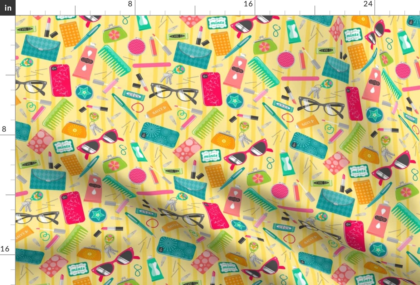 Yellow Lipstick & Sunglasses Print Velvet Fabric by Spoonflower - Fat Quarter for Upholstery, Home Decor & Apparel | Perfect for DIY Projects, Fashion Accessories & Chic Home Makeovers