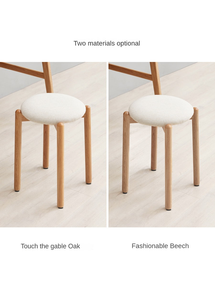 Solid Oak Wood Makeup Stool - Durable & Stylish Vanity Seat for Bedroom, Bathroom, or Dressing Room