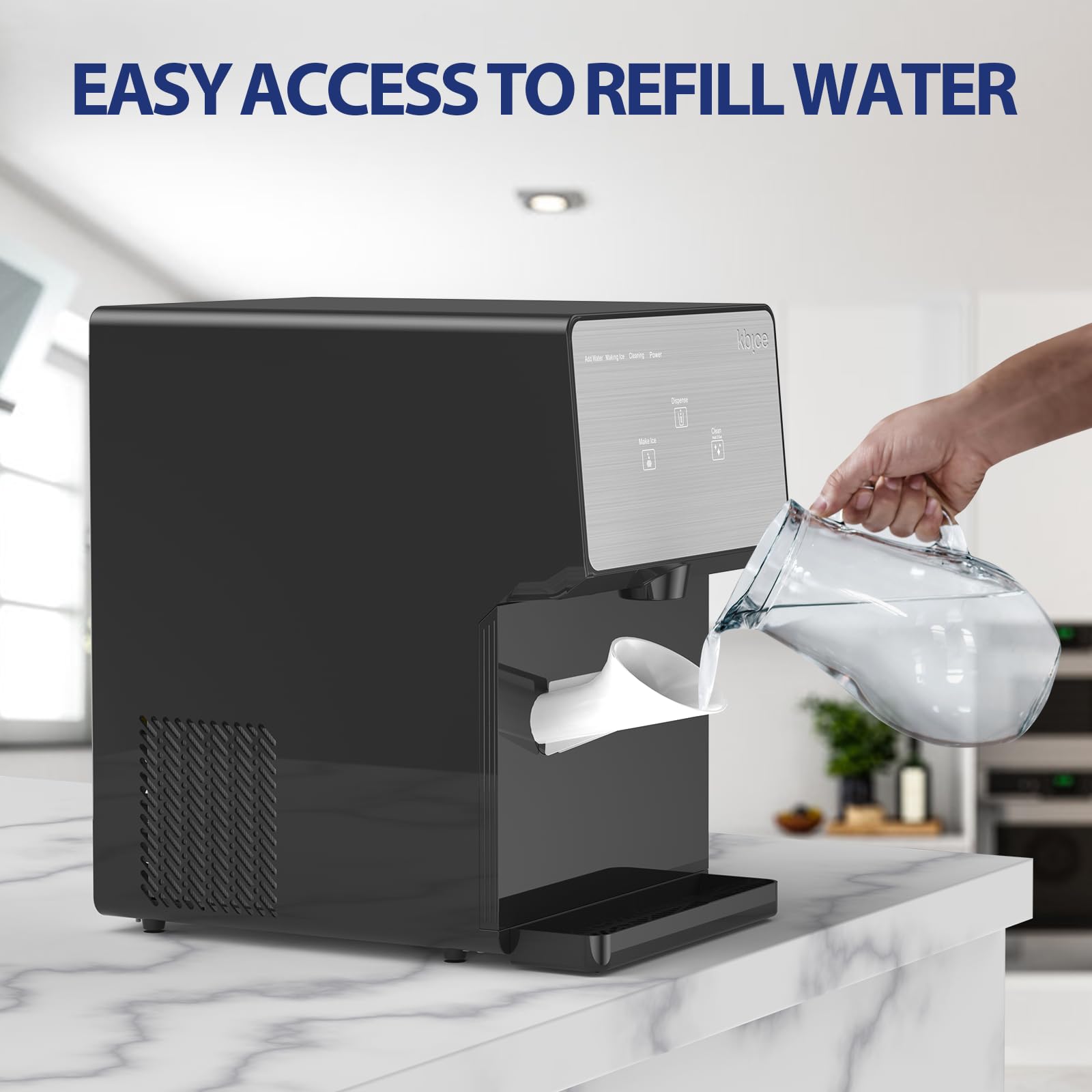 2.0 Countertop Nugget Ice Maker - 32lbs/24Hrs Soft Chewable Ice, LED Touch Panel & Self-Cleaning Function, Automatic Ice Dispenser - Perfect for Home Bars, Offices, and Outdoor Entertaining