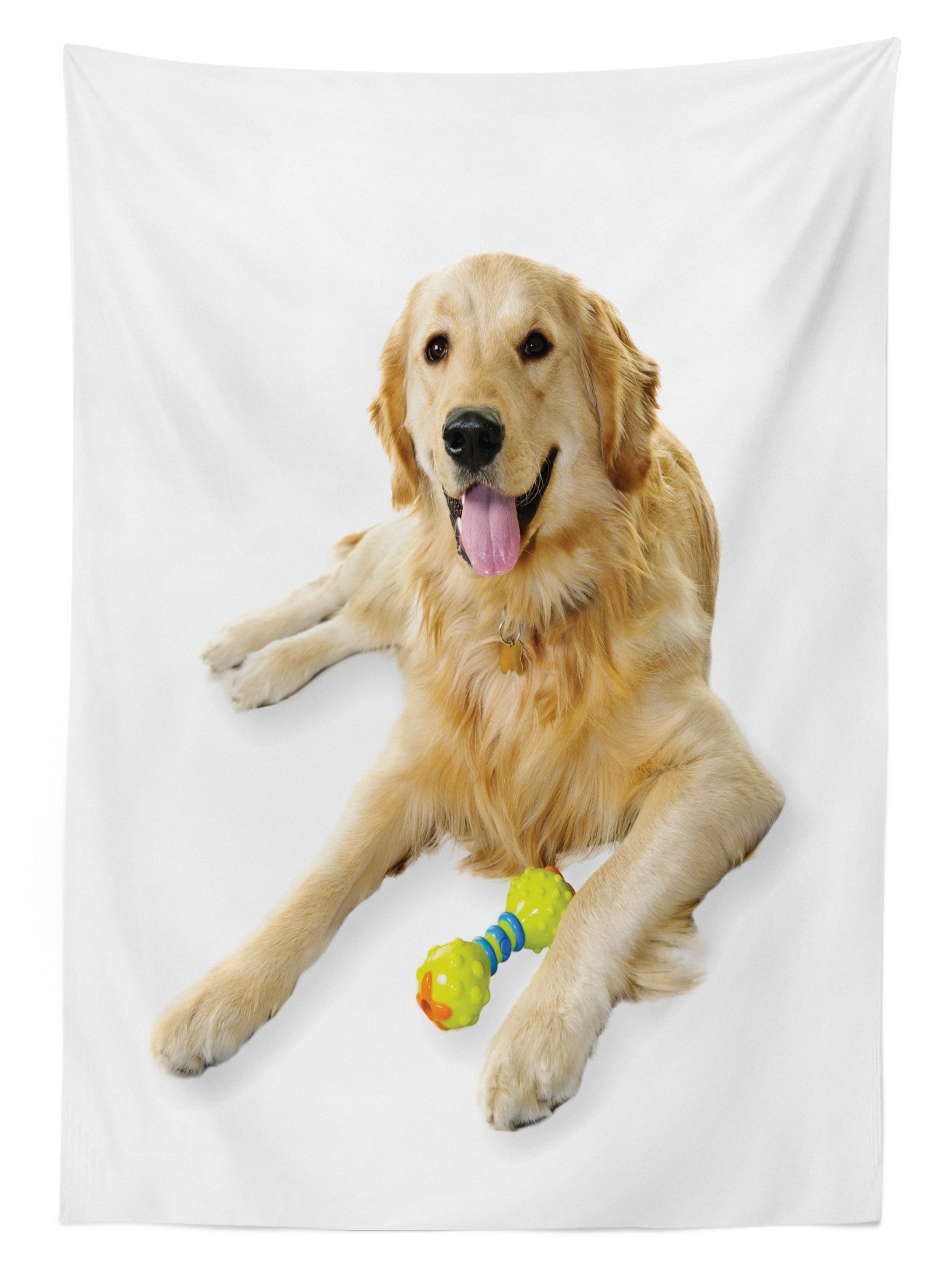 Ambesonne Golden Retriever Waterproof Outdoor Tablecloth - Washable Picnic Blanket with Happy Dog Print, 58x84 Inch, Multicolor - Perfect for Backyard BBQs, Camping & Picnics