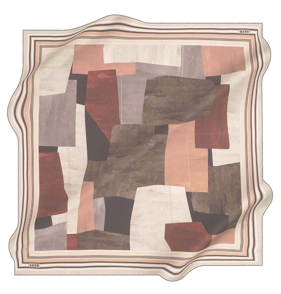 Aker Silk Cotton Patterned Square Scarf #8103 431 - Stylish Fashion Accessory for Women, Perfect for Office, Travel and Special Occasions