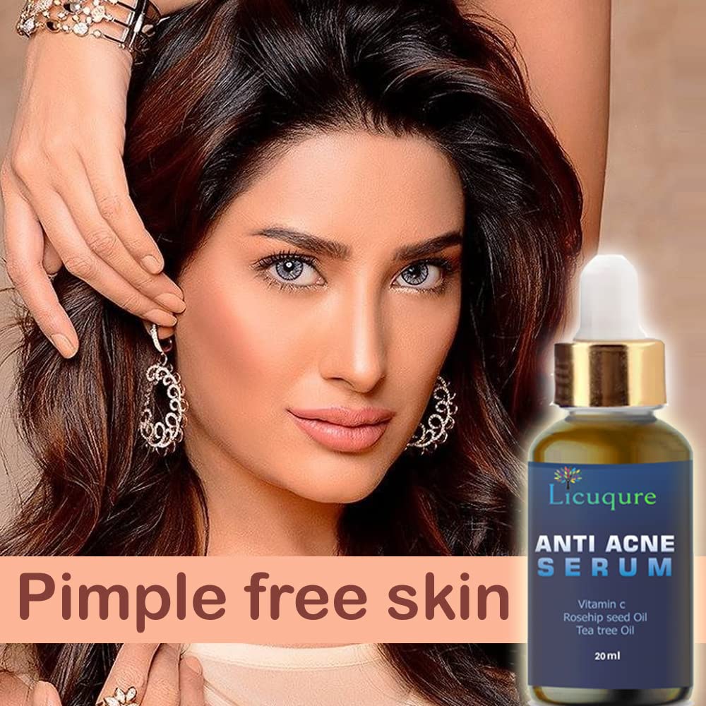 Licuqure Anti Acne Serum with Tea Tree Oil - Pimple & Blemish Treatment for Acne Scars & Dark Spots - Skin Soothing Collagen Serum for Clear, Healthy Complexion | Perfect for Daily Skincare Routine & Post-Breakout Recovery