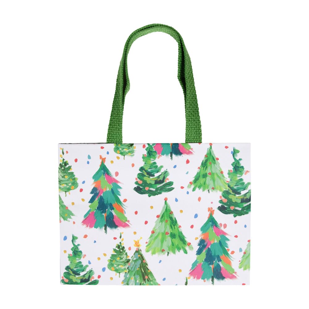 Caspari Brushstroke Trees Small Gift Bags - Set of 4 | Elegant Party Favor Bags for Weddings, Baby Showers & Holiday Gifting