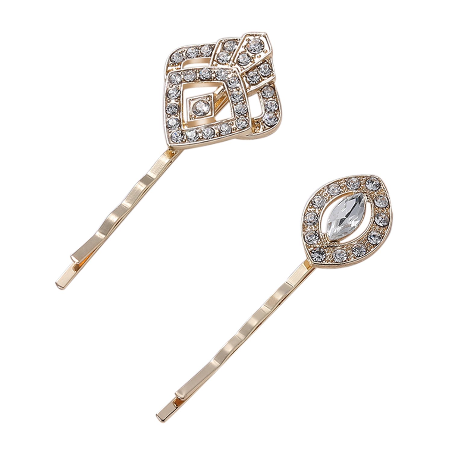 Vintage 1920s Gold Crystal Rhinestone Hair Pins for Women - Great Gatsby Inspired Hair Clips & Hair Accessories - Perfect for Weddings, Parties, and Retro Themed Events
