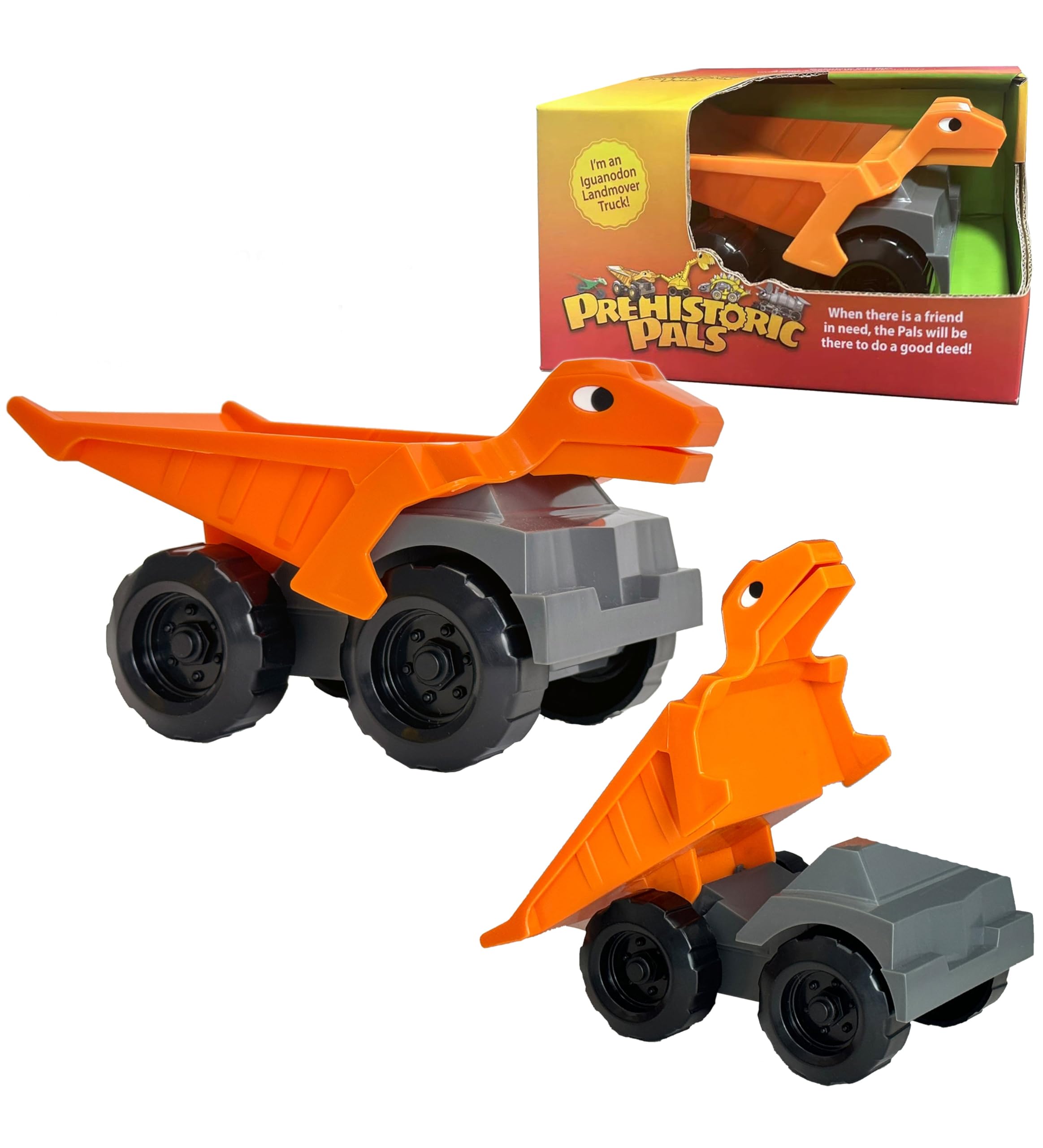 Iguanadon Landmover Construction Toy Dump Truck for Kids - Dinosaur-Themed Building Vehicle Playset for Sandbox, Construction Site & Pretend Play