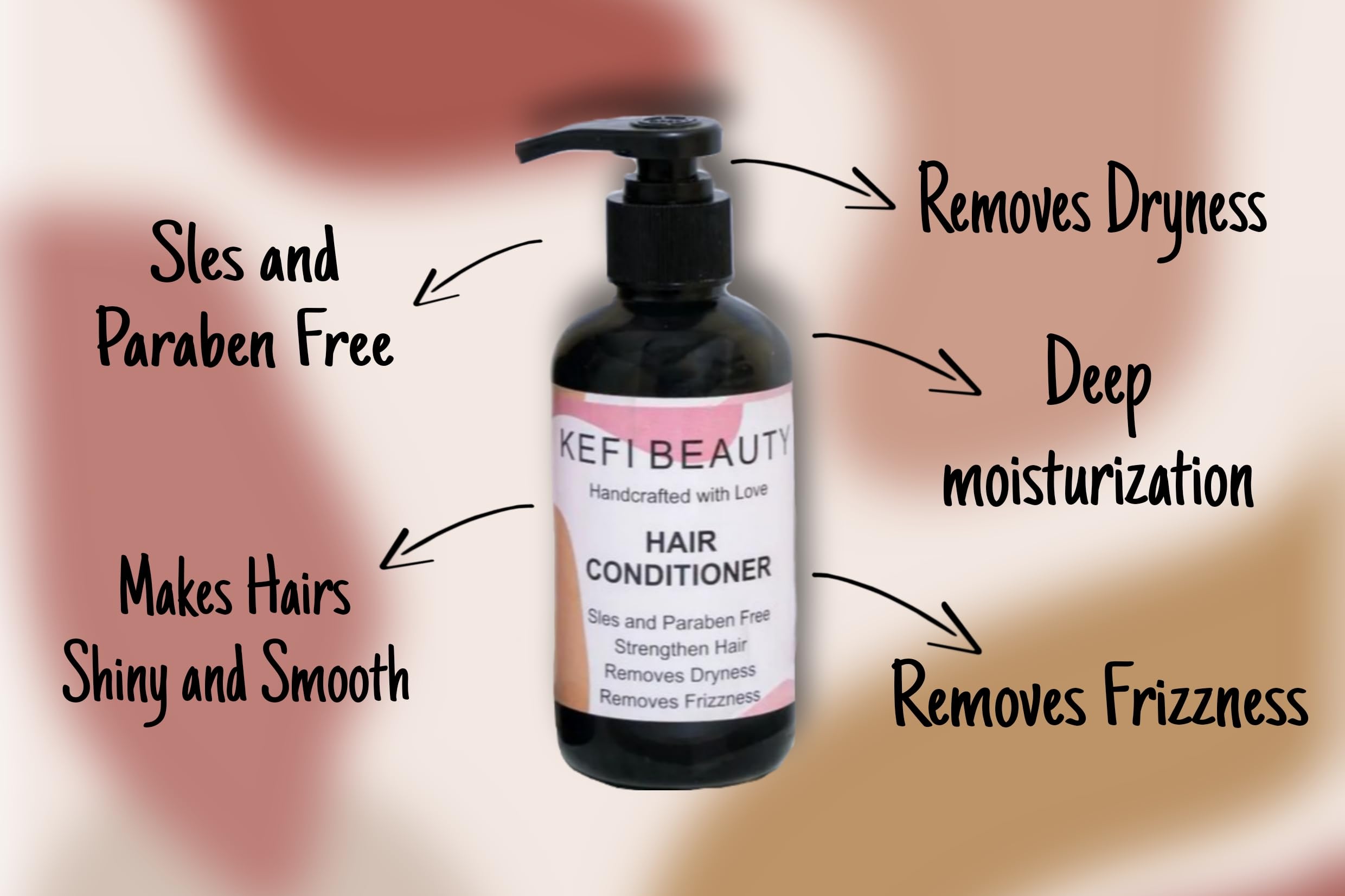 KEFI BEAUTY Nourishing Hair Conditioner for Men & Women - Shea Butter, Silk Protein, Argan Oil & Vitamin E - 200ml for Silky Smooth, Frizz-Free Hair - Perfect for Daily Hair Care & Damaged Hair Repair