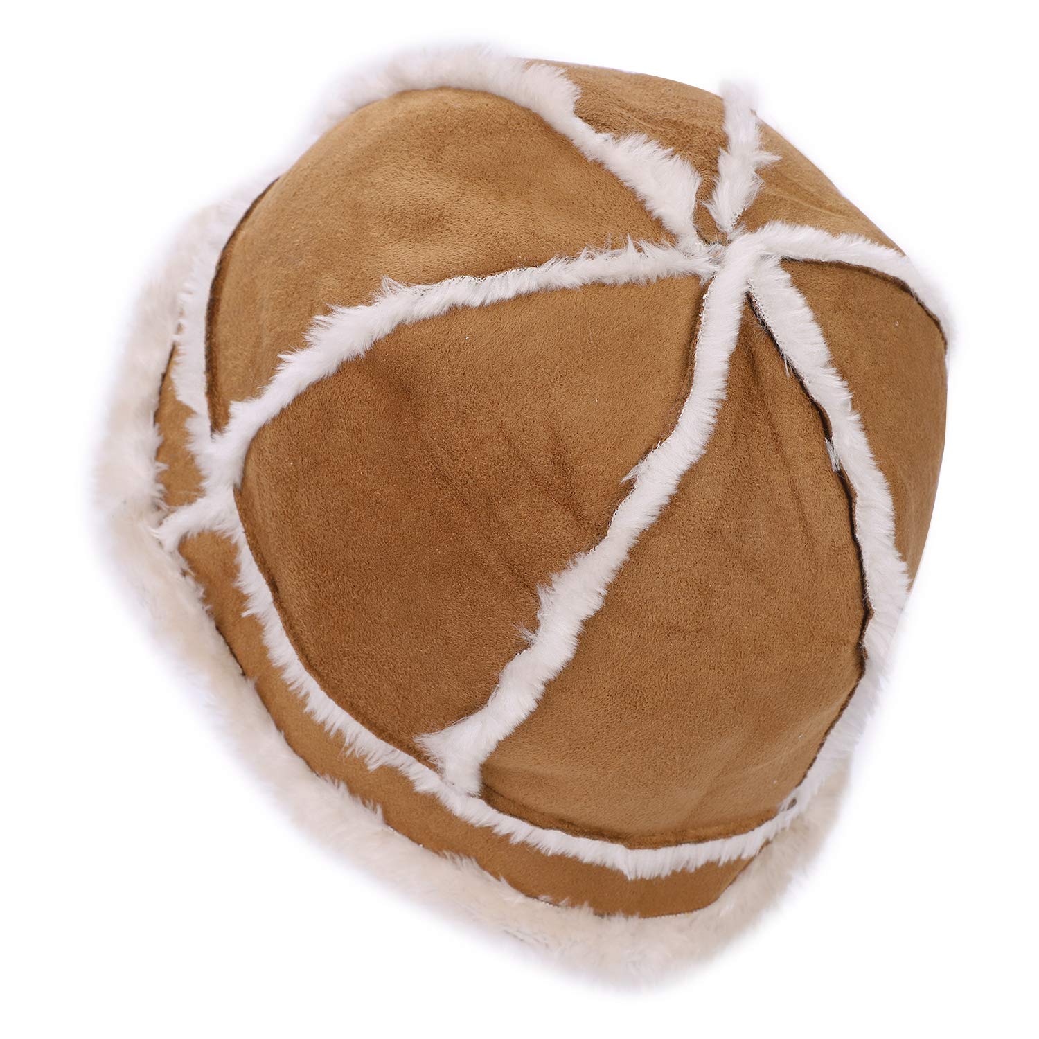 Men's Warm Shearling Sheepskin Winter Bucket Hat - Faux Fur Lined Beanie for Cold Weather - Cozy Outdoor Hats for Snowboarding, Skiing & Winter Activities