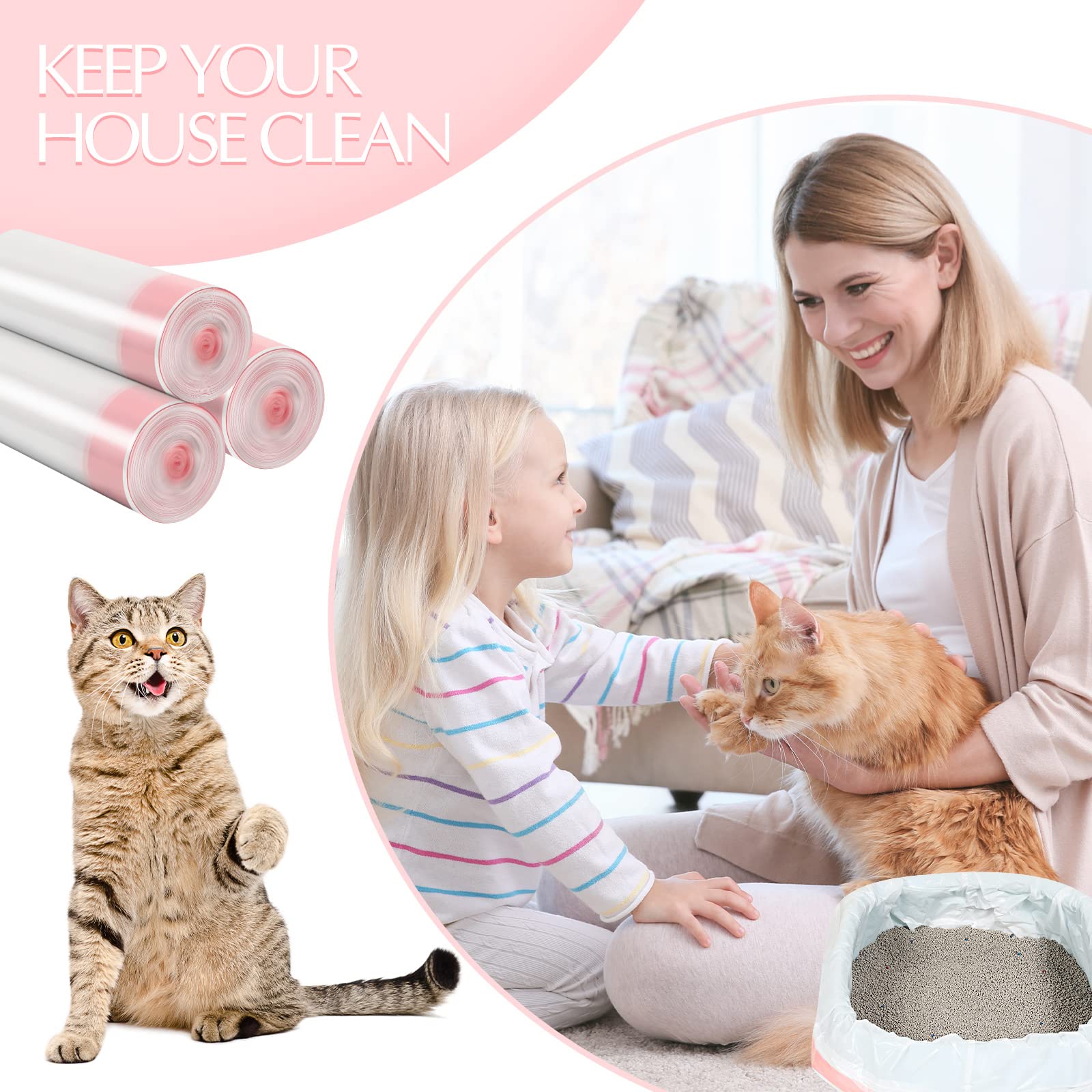 30 Count Extra Large Cat Litter Box Liners - Heavy Duty Drawstring Litter Pan Bags (36
