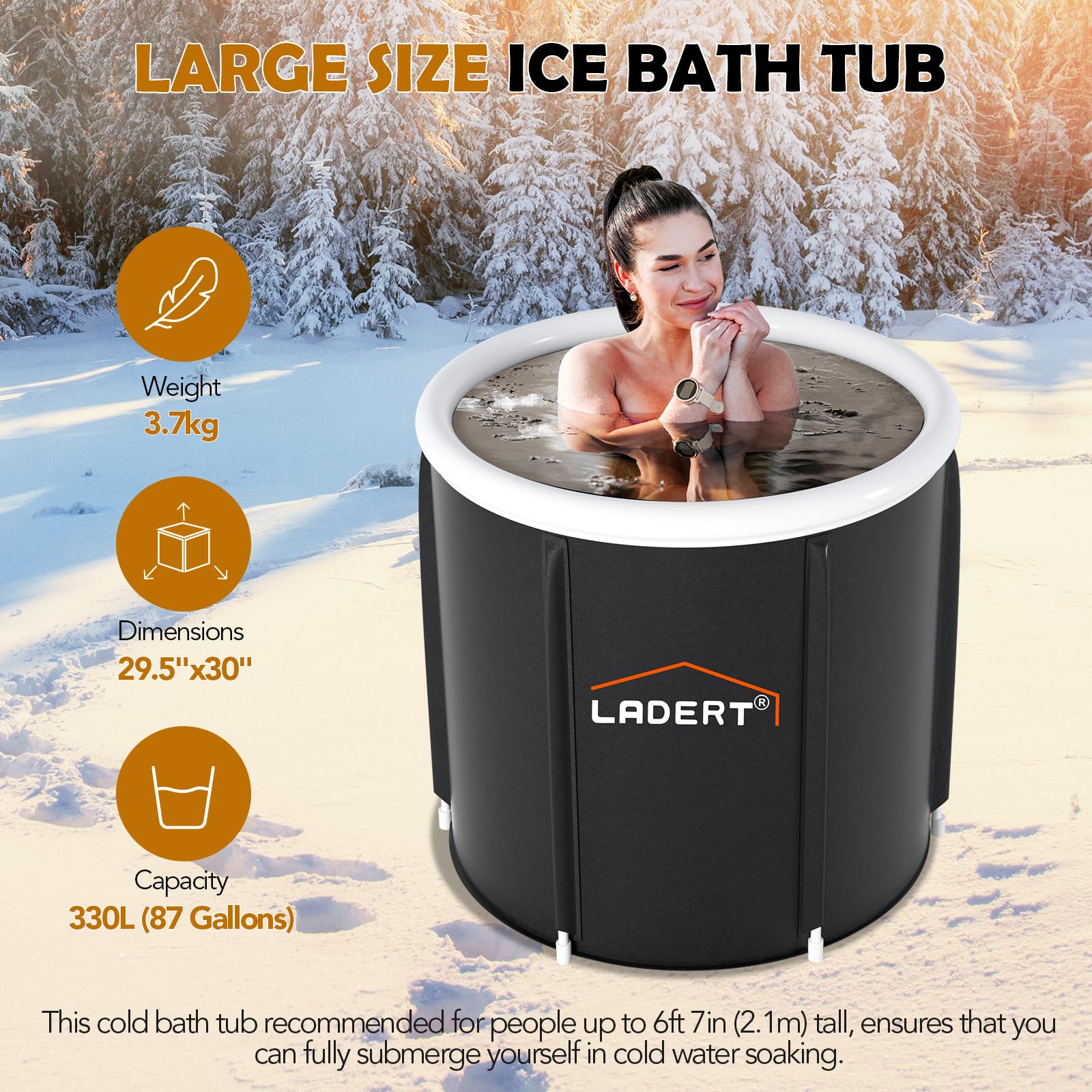 Portable Ice Bath Tub for Athletes & Cold Water Therapy - Inflatable Cold Plunge Tub with Thermometer & Timer for Muscle Recovery - Indoor/Outdoor Use for Post-Workout, Sports Training & Hydrotherapy