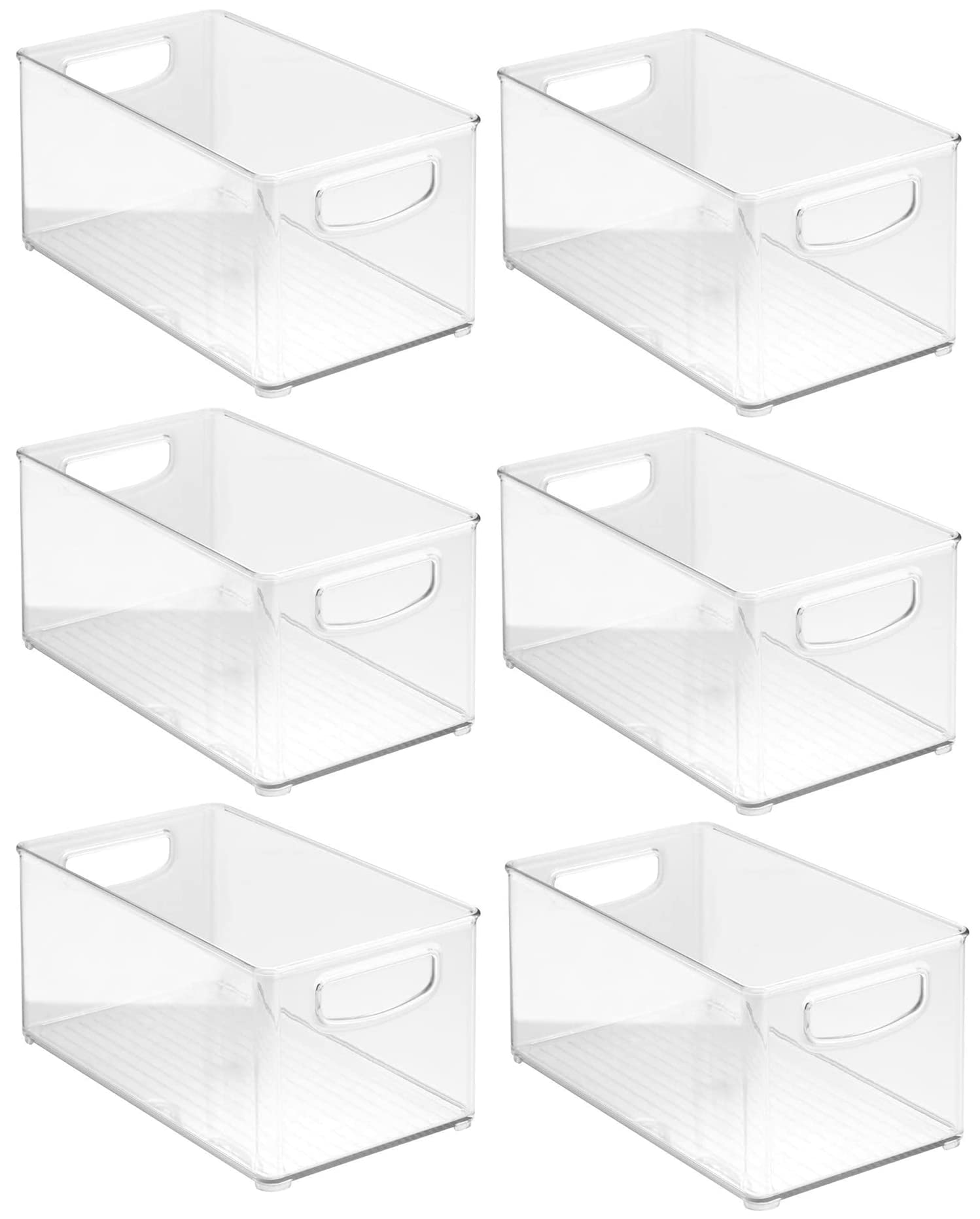 UPGRADED 6-Pack Clear Plastic Storage Bins with Handles - 10
