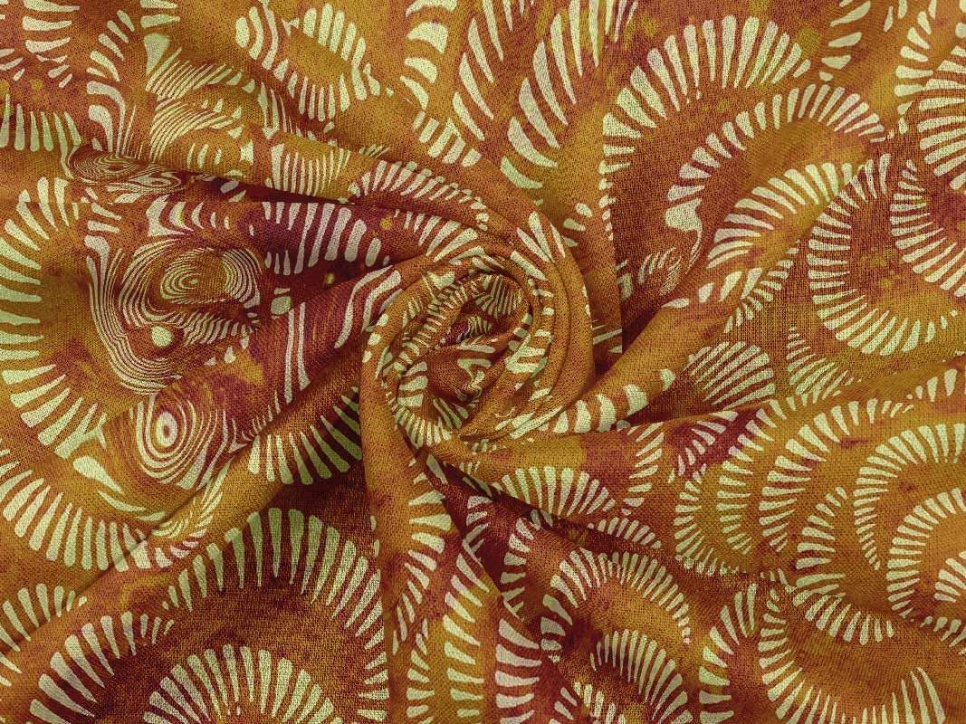 Premium Rayon Brown Batik Fabric by The Yard - 56 Inch Wide for DIY Clothing, Dresses, Quilting & Home Decor | Printed Sewing Supplies for Crafting & Fashion Design
