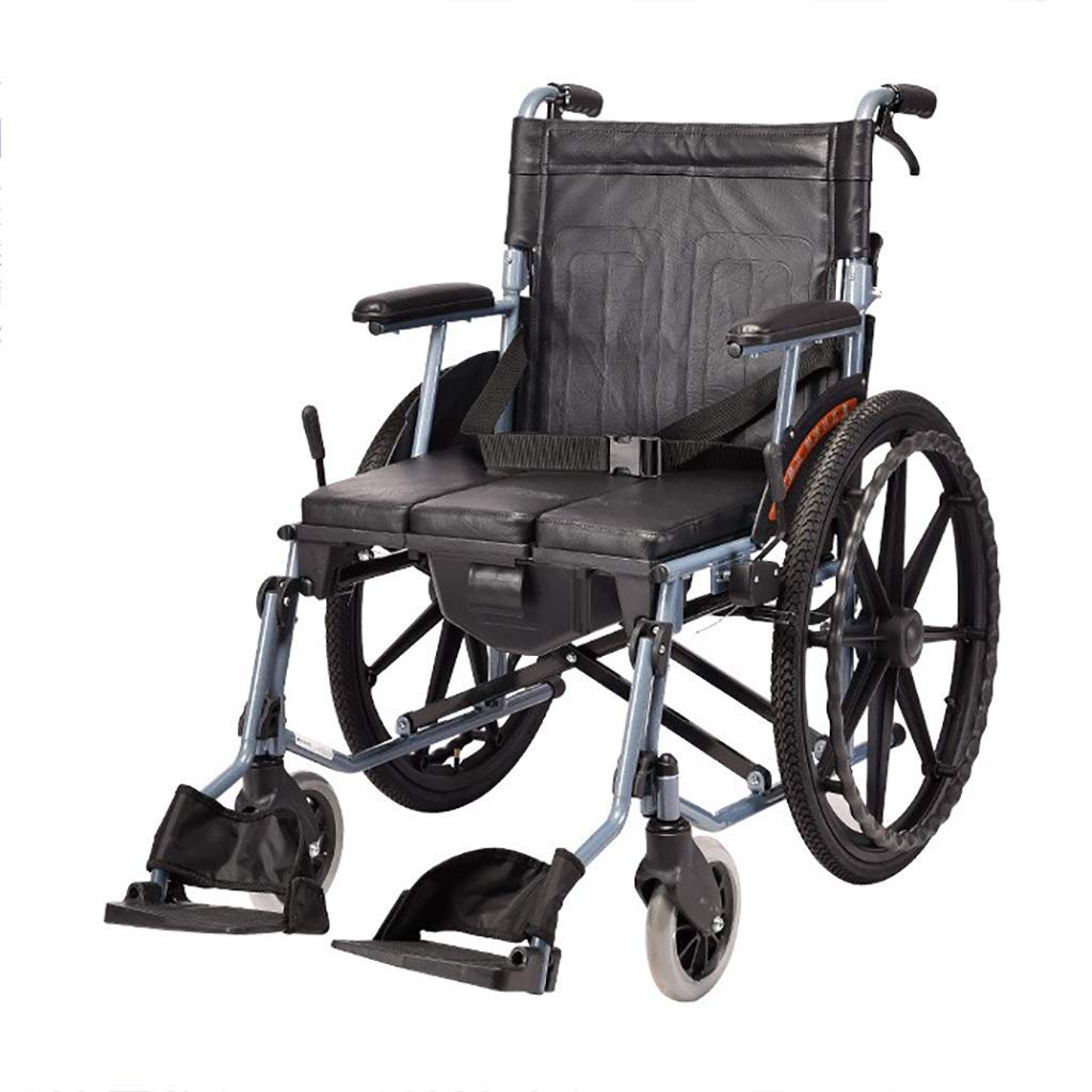 Foldable Shower Commode Wheelchair with Padded Seat & Safety Belt - Lightweight Portable Toilet Chair for Elderly, Disabled & Mobility Impaired - Ideal for Bathroom Safety & Home Care Assistance