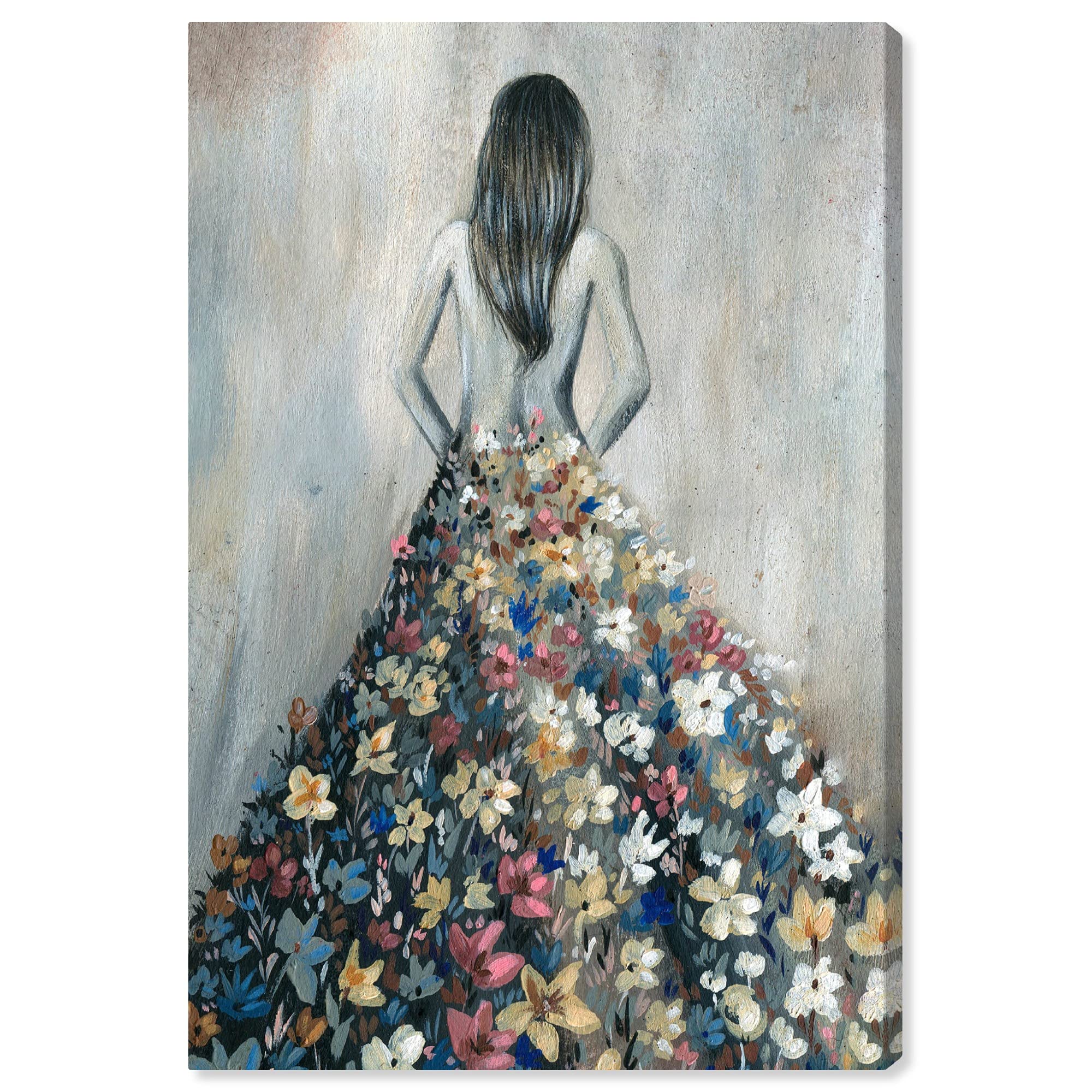 Oliver Gal Girl with Flower Thoughts Canvas Wall Art Print - 30