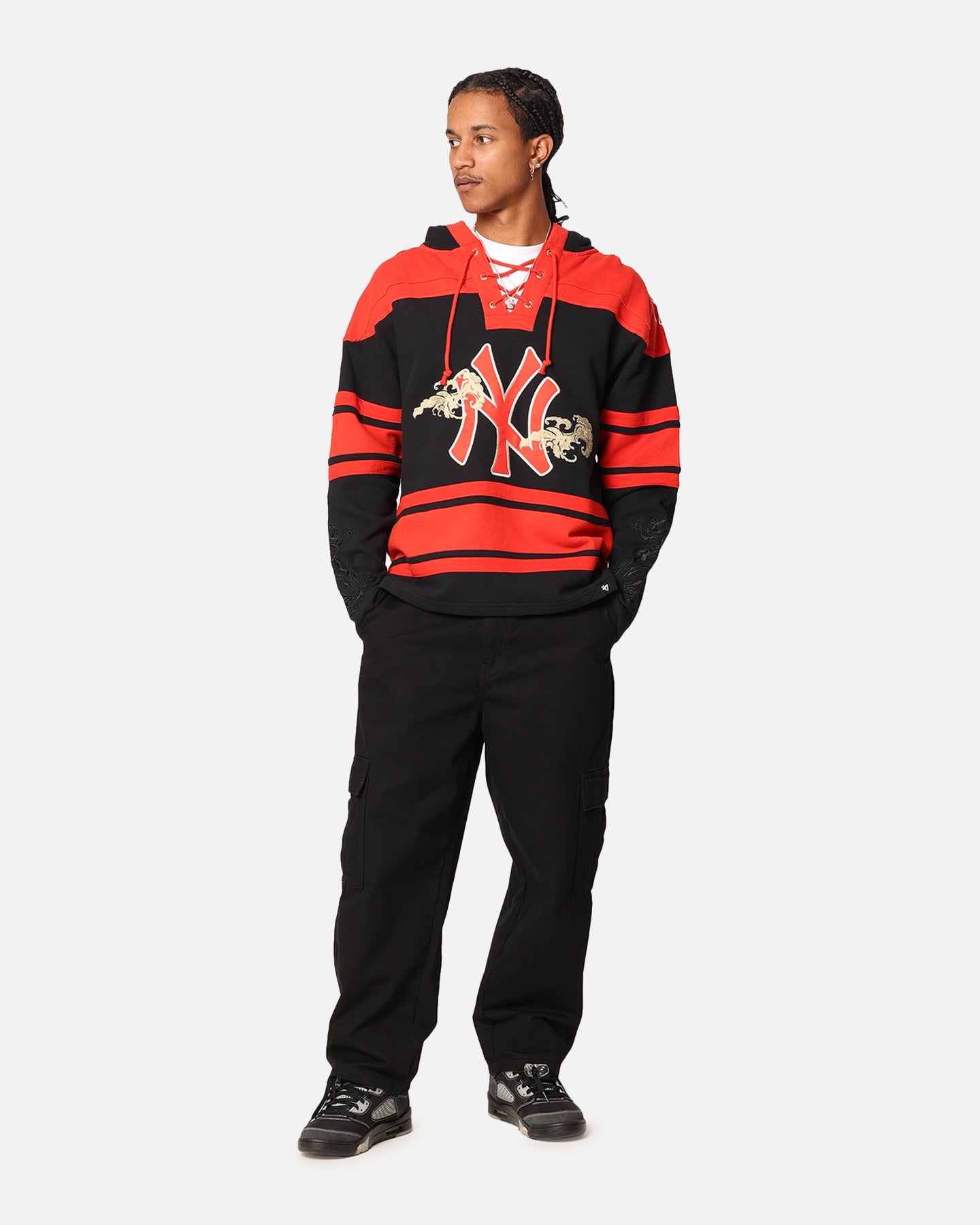 47 Brand New York Yankees 'Year Of The Dragon' Lacer Hoodie - Jet Black MLB Baseball Fan Apparel for Men & Women - Perfect for Game Day, Streetwear & Casual Outfits