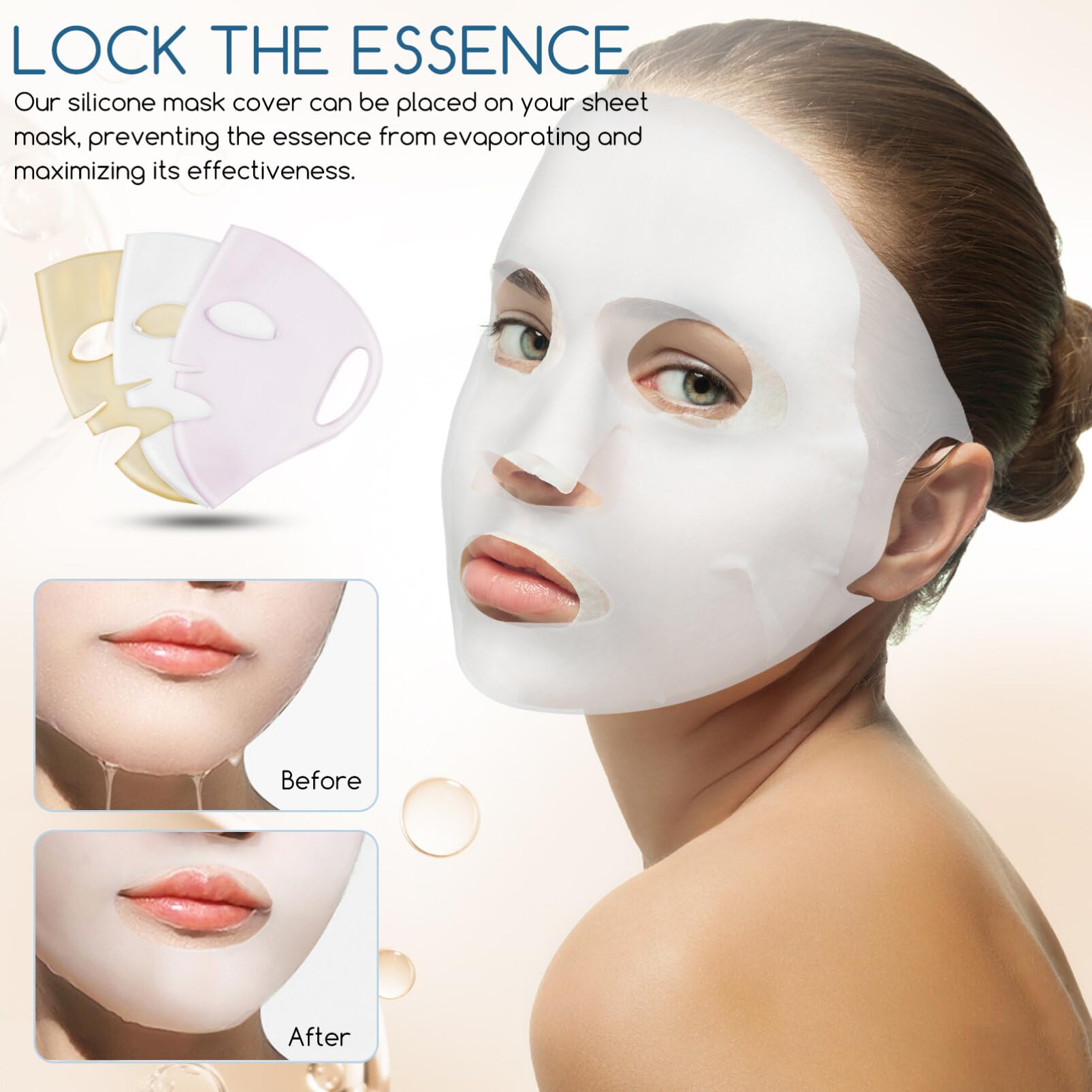 IPetboom Reusable Silicone Face Mask Cover - 3 Pack Clear Moisturizing Sheet Mask Holder - Prevent Evaporation for Skincare & Beauty | Perfect for Spa, Home Facial, and Nighttime Skincare Routine