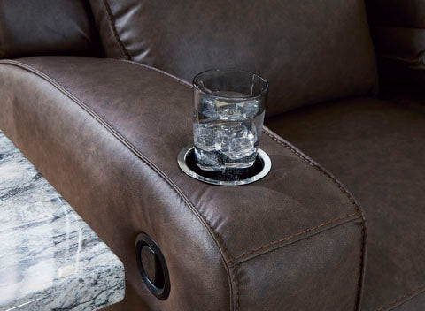 Lavenhorne Umber Reclining Sofa - 3-Seater Leather Living Room Couch with Adjustable Backrest & Footrest - Perfect for Home Theater, Family Room, and Lounge Relaxation
