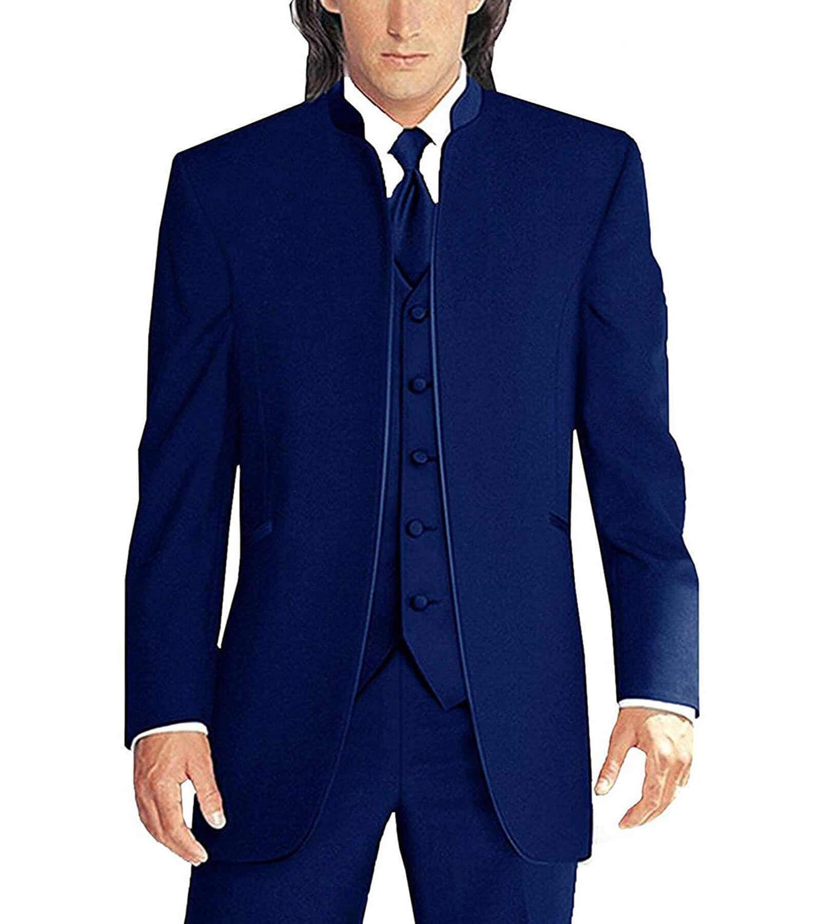 Men's 3-Piece Chinese Suit with Stand Collar - Single Breasted Business Blazer for Wedding & Formal Occasions | Traditional Asian Attire for Grooms, Business Meetings & Special Events